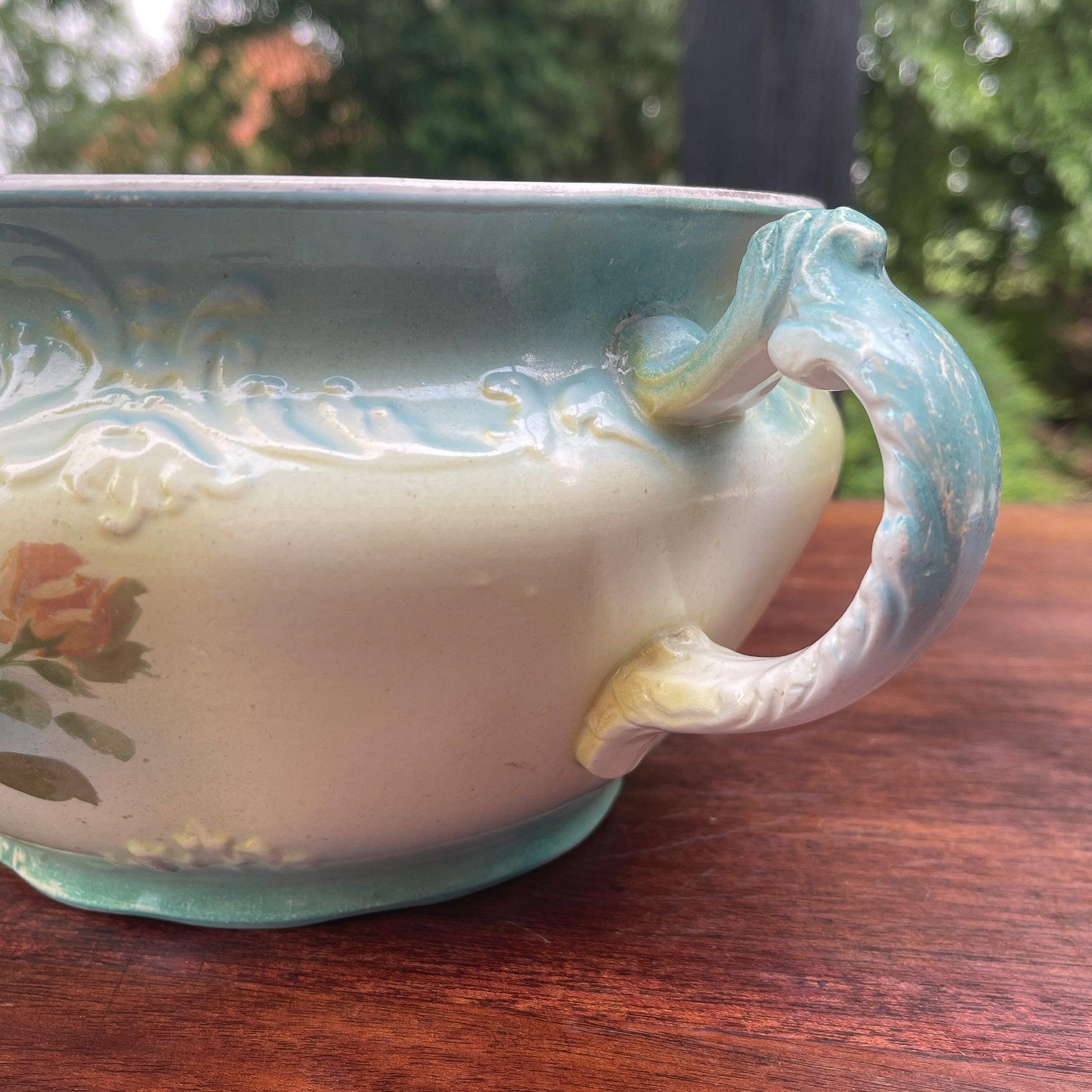 Antieke Engelse bloempot met rozen - Bamestra Curiosa