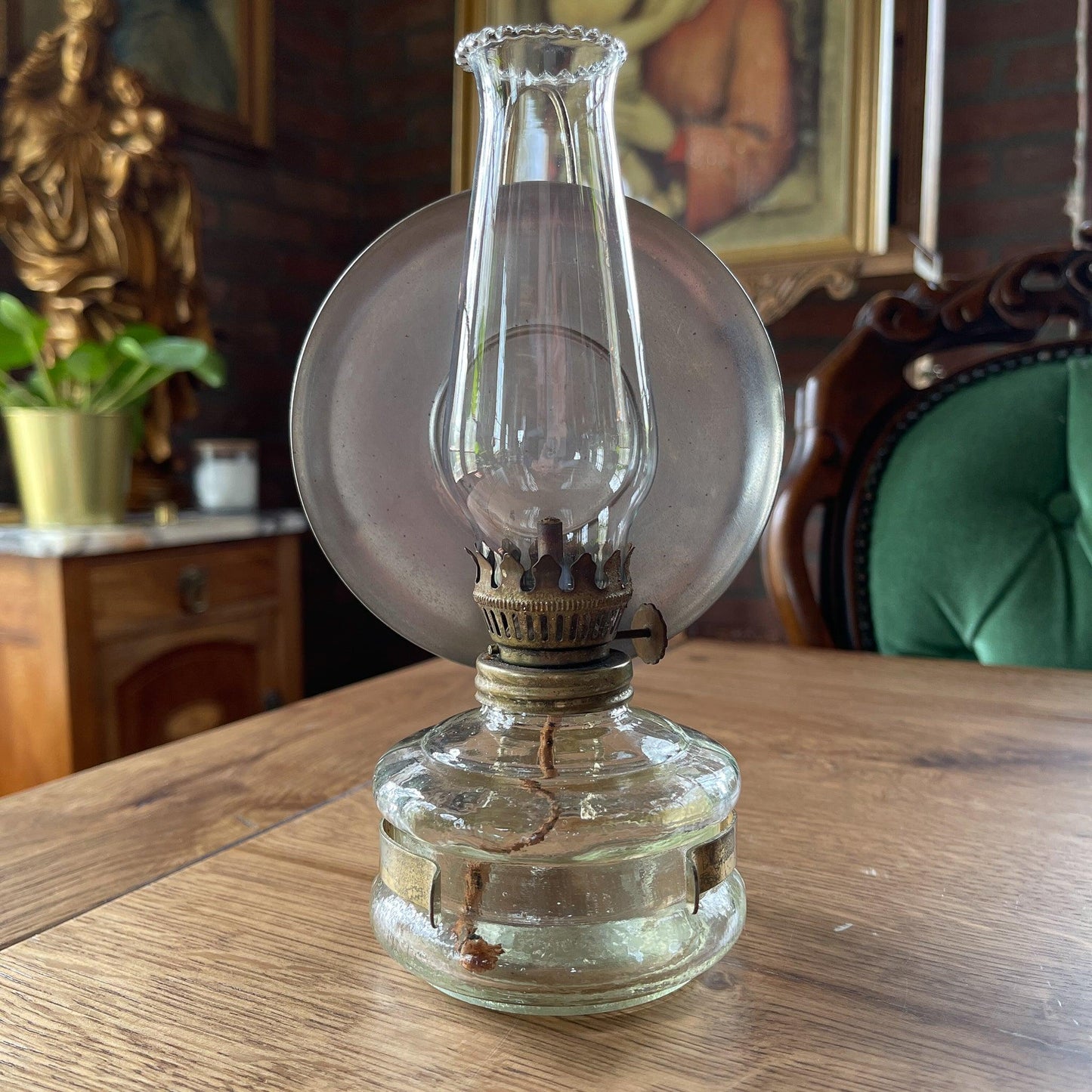 Antieke glazen olielamp - Bamestra Curiosa