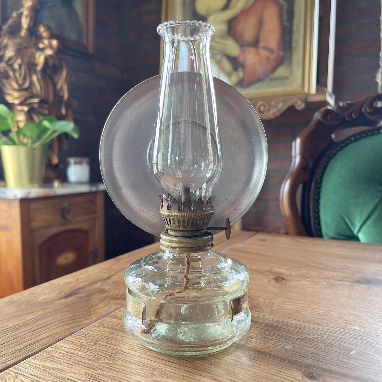 Antieke glazen olielamp - Bamestra Curiosa