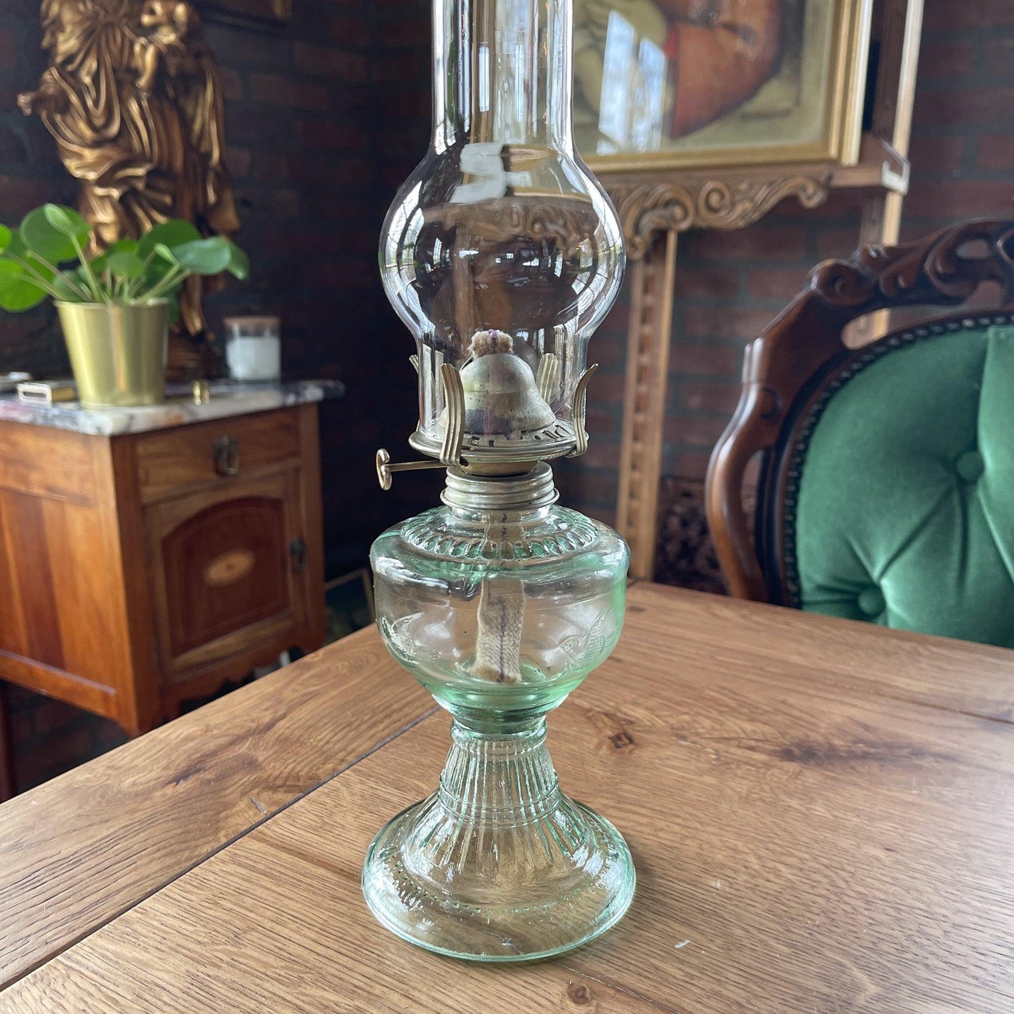 Antieke glazen olielamp - Bamestra Curiosa