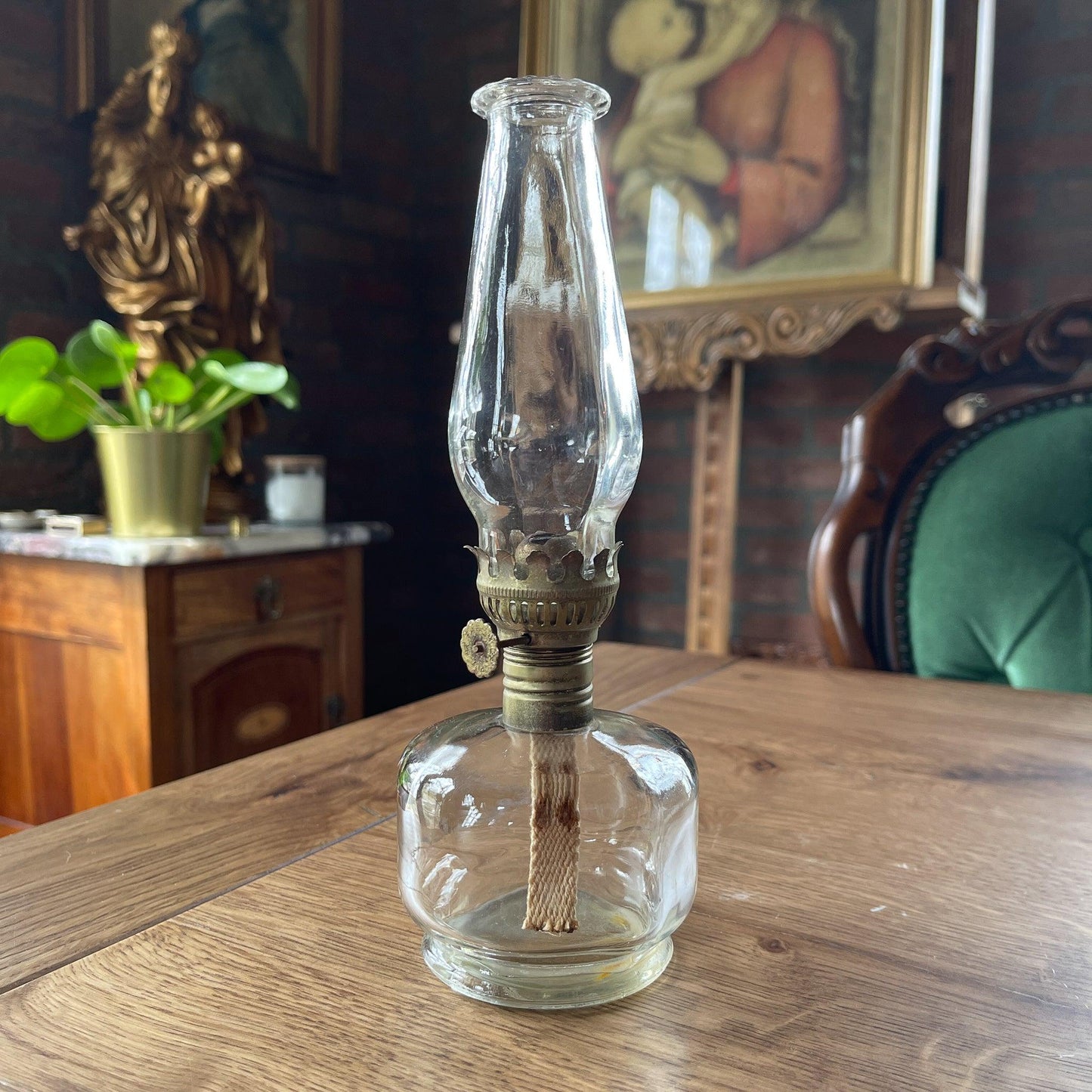 Antieke glazen olielamp - Bamestra Curiosa