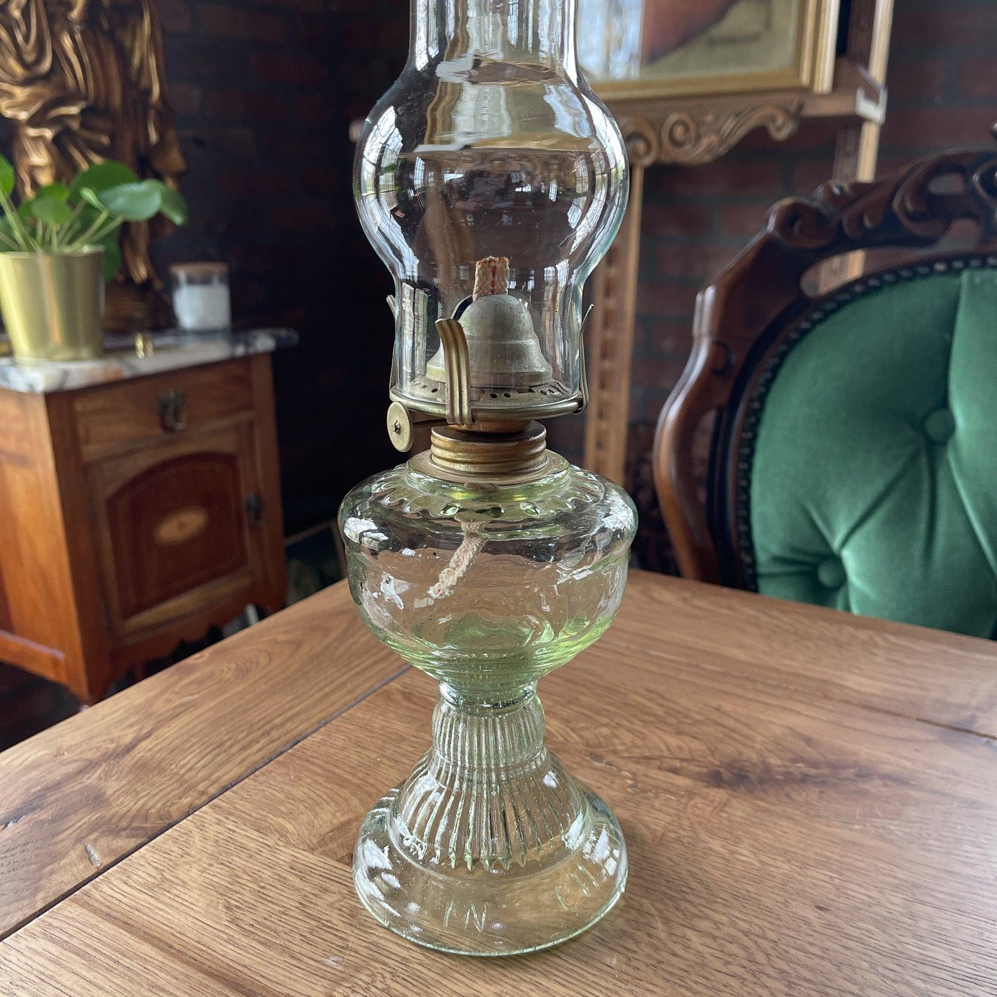 Antieke glazen olielamp - Bamestra Curiosa