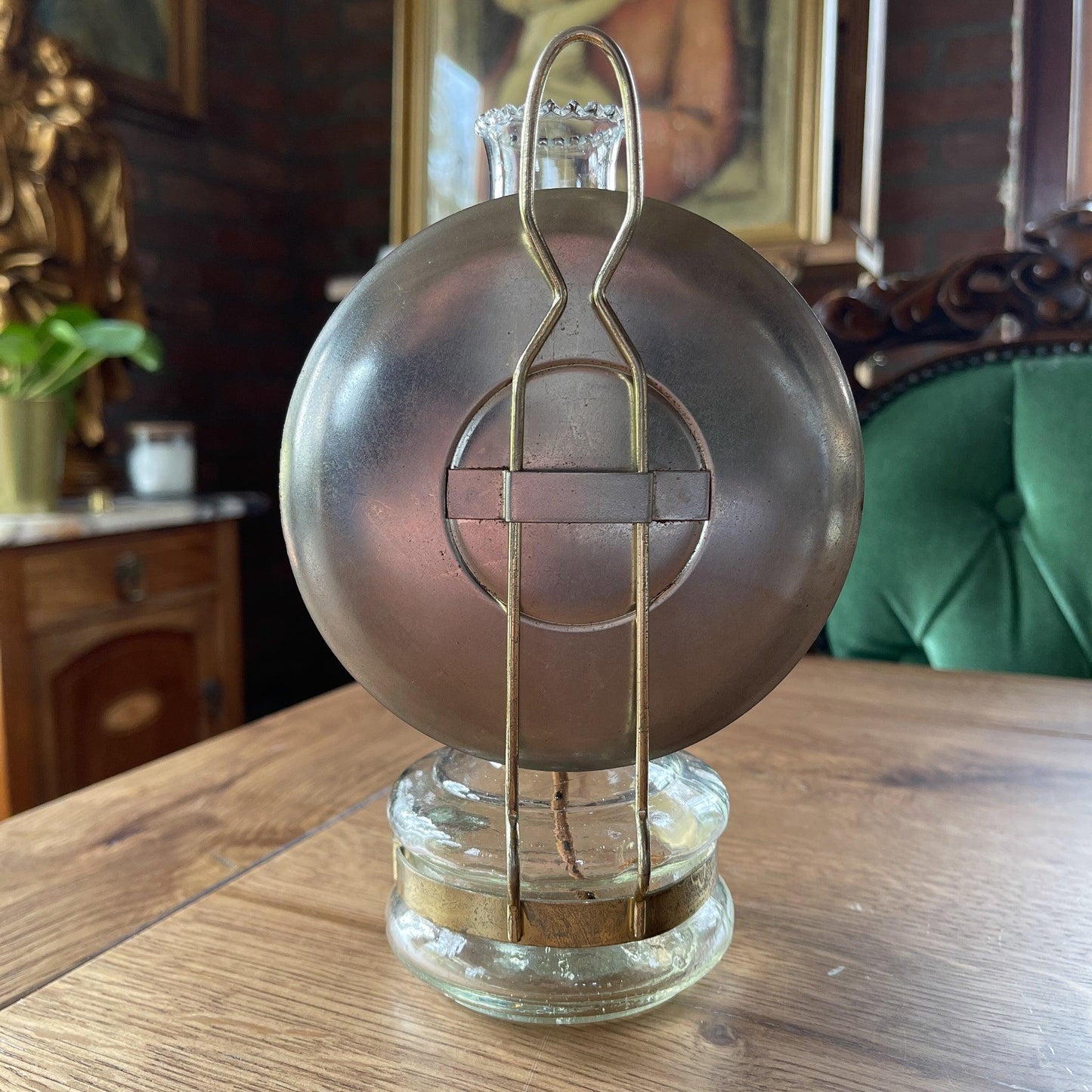 Antieke glazen olielamp - Bamestra Curiosa