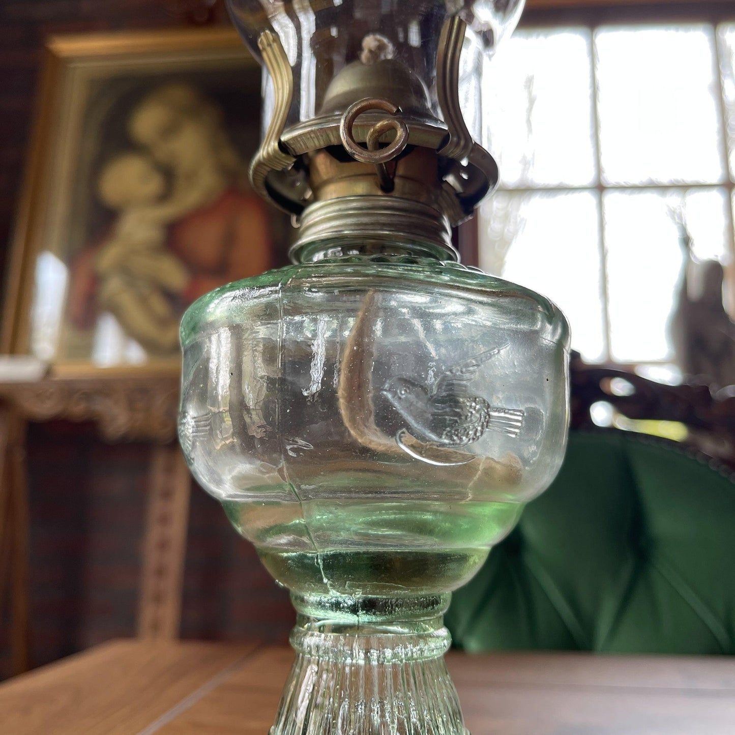 Antieke glazen olielamp - Bamestra Curiosa