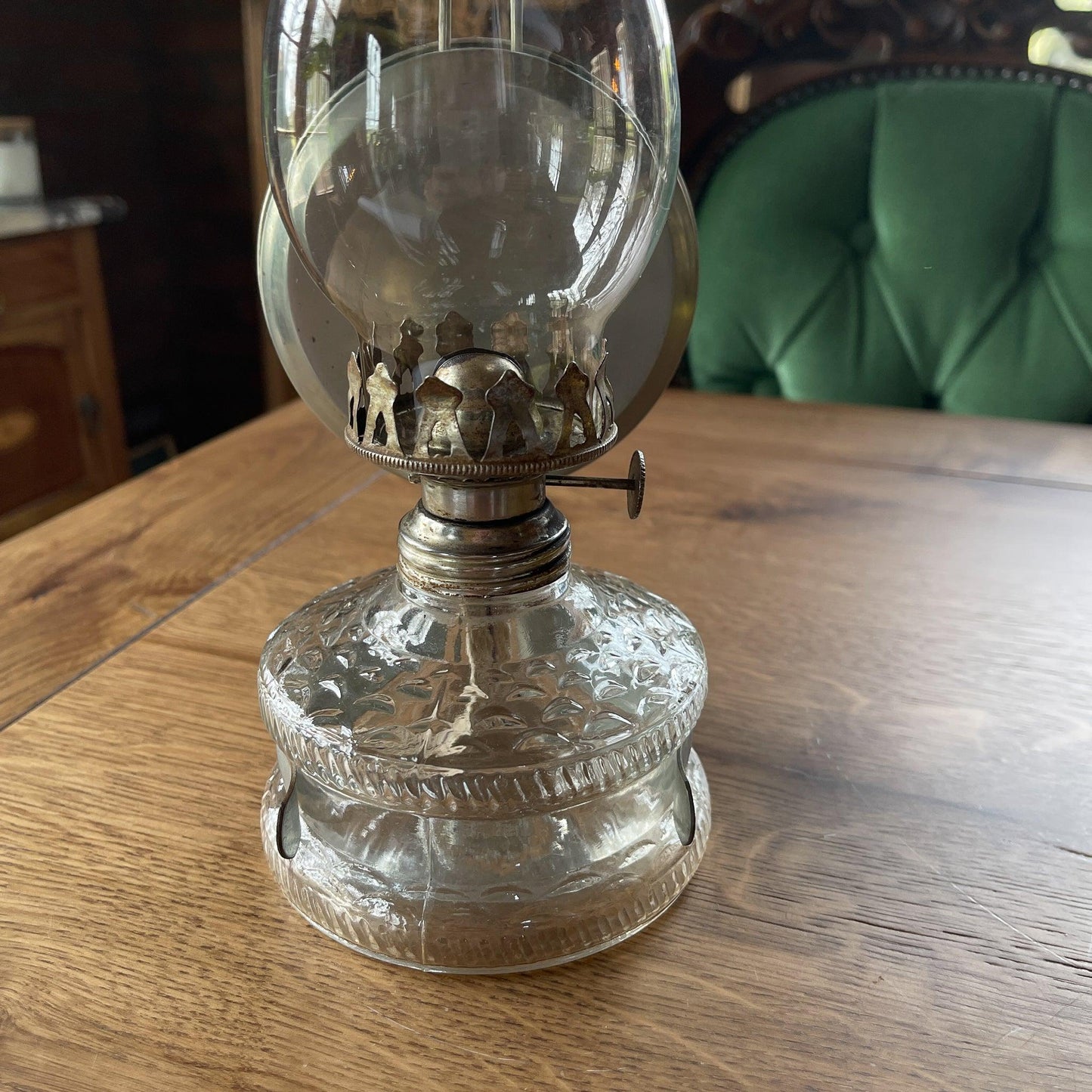 Antieke glazen olielamp - Bamestra Curiosa