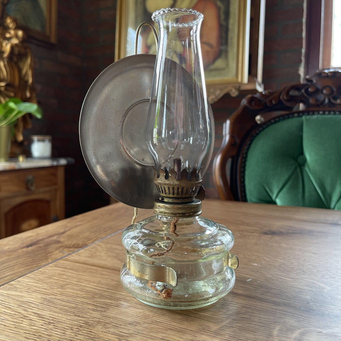 Antieke glazen olielamp - Bamestra Curiosa