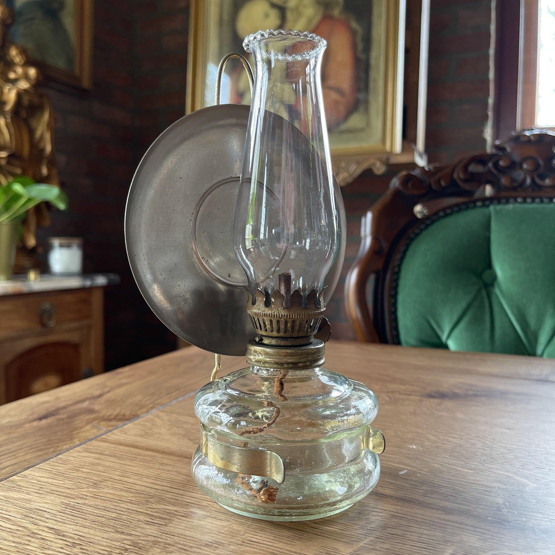 Antieke glazen olielamp - Bamestra Curiosa