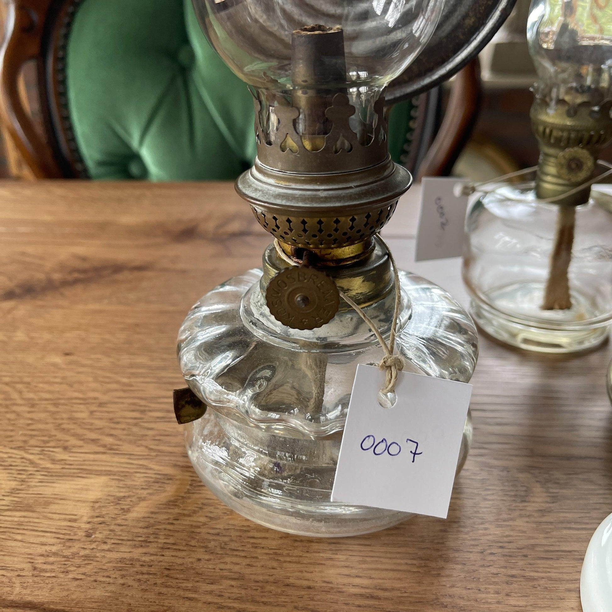 Antieke glazen olielamp Camerco - Bamestra Curiosa