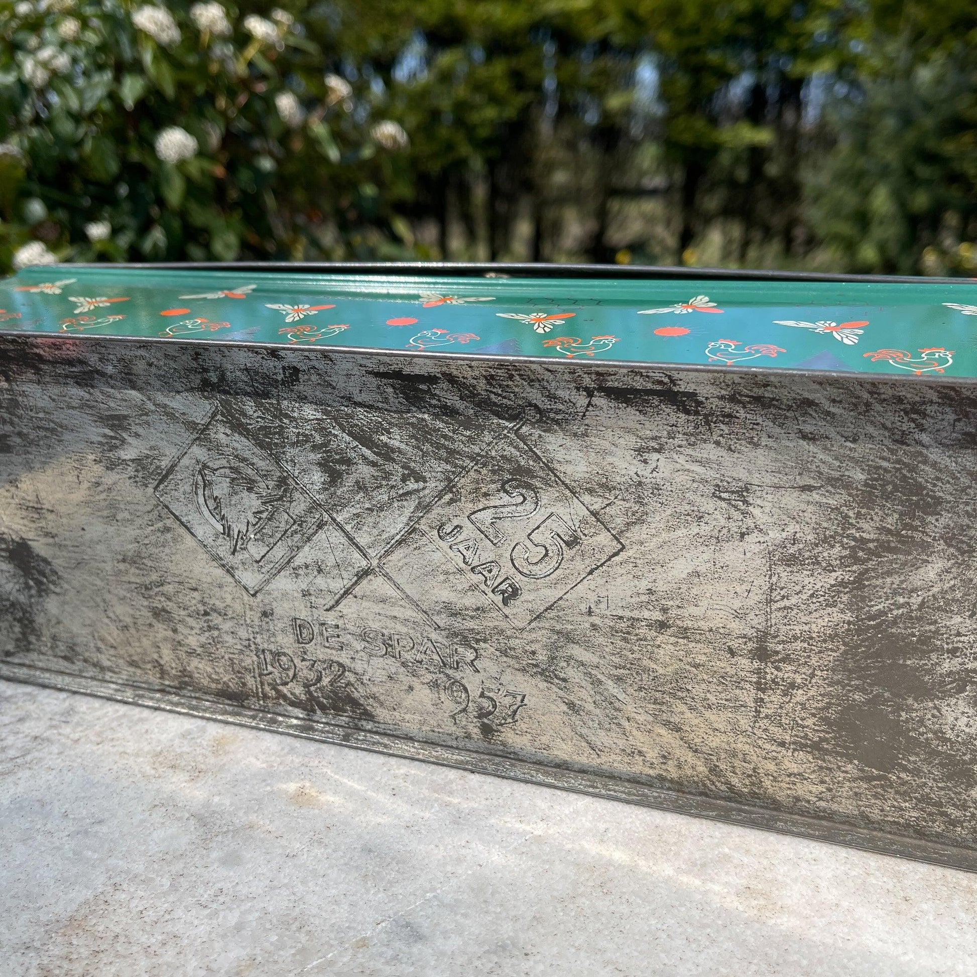 Antieke groene ontbijtkoek blik De Spar (1957) - Bamestra Curiosa