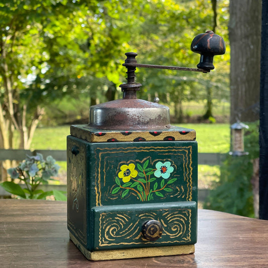 Antieke Hindeloopen geschilderde koffiemolen - Bamestra Curiosa