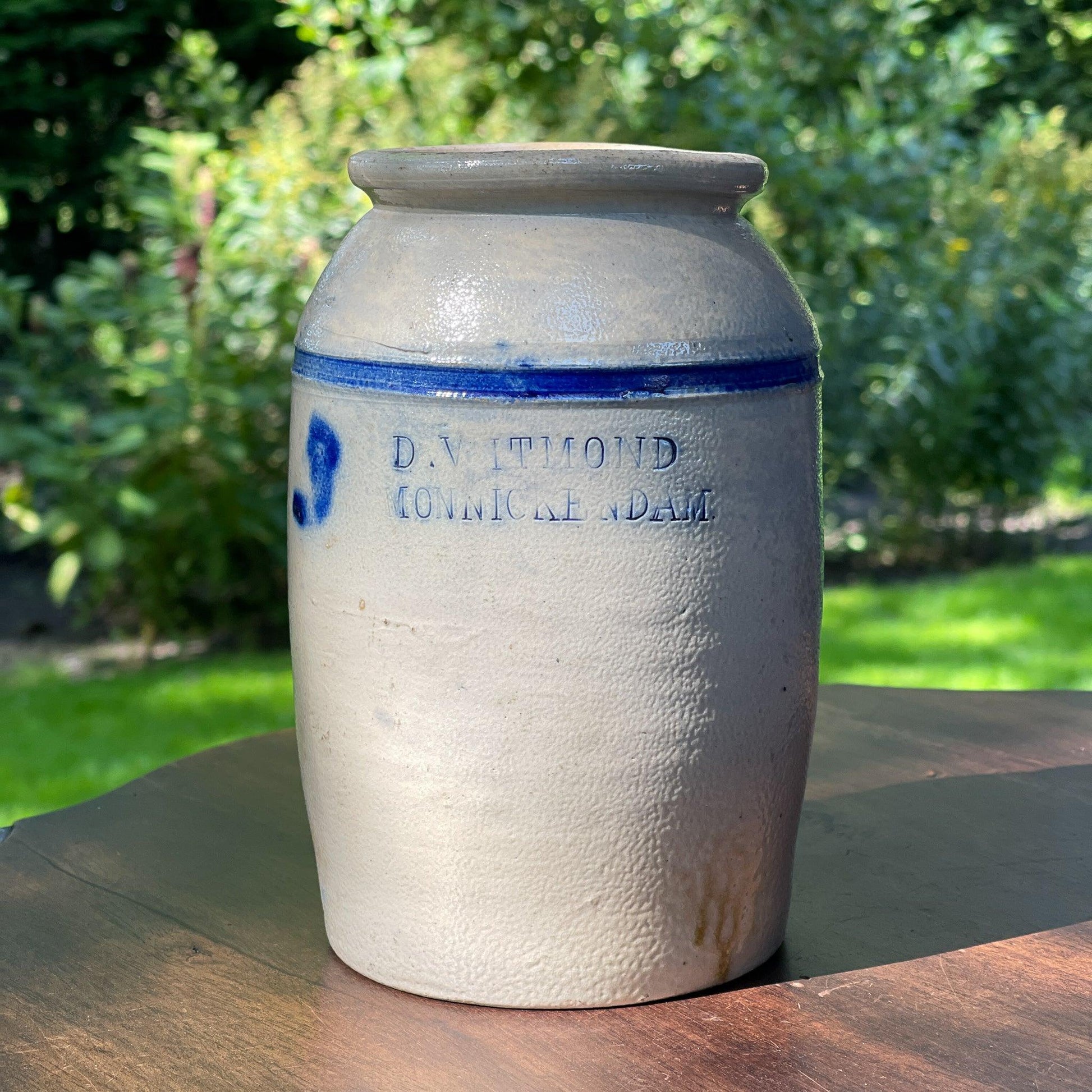 Antieke Keulse aardewerk Ansjovis pot Monnickendam - Bamestra Curiosa