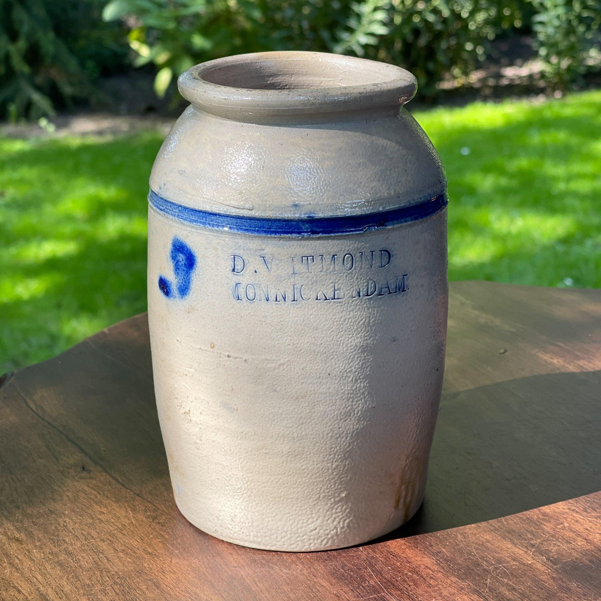 Antieke Keulse aardewerk Ansjovis pot Monnickendam - Bamestra Curiosa