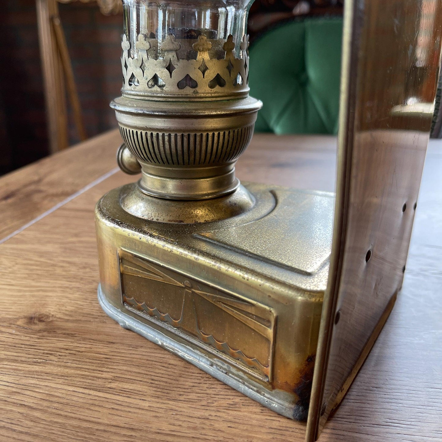 Antieke koperen Kosmos Brenner scheepsolielamp - Bamestra Curiosa