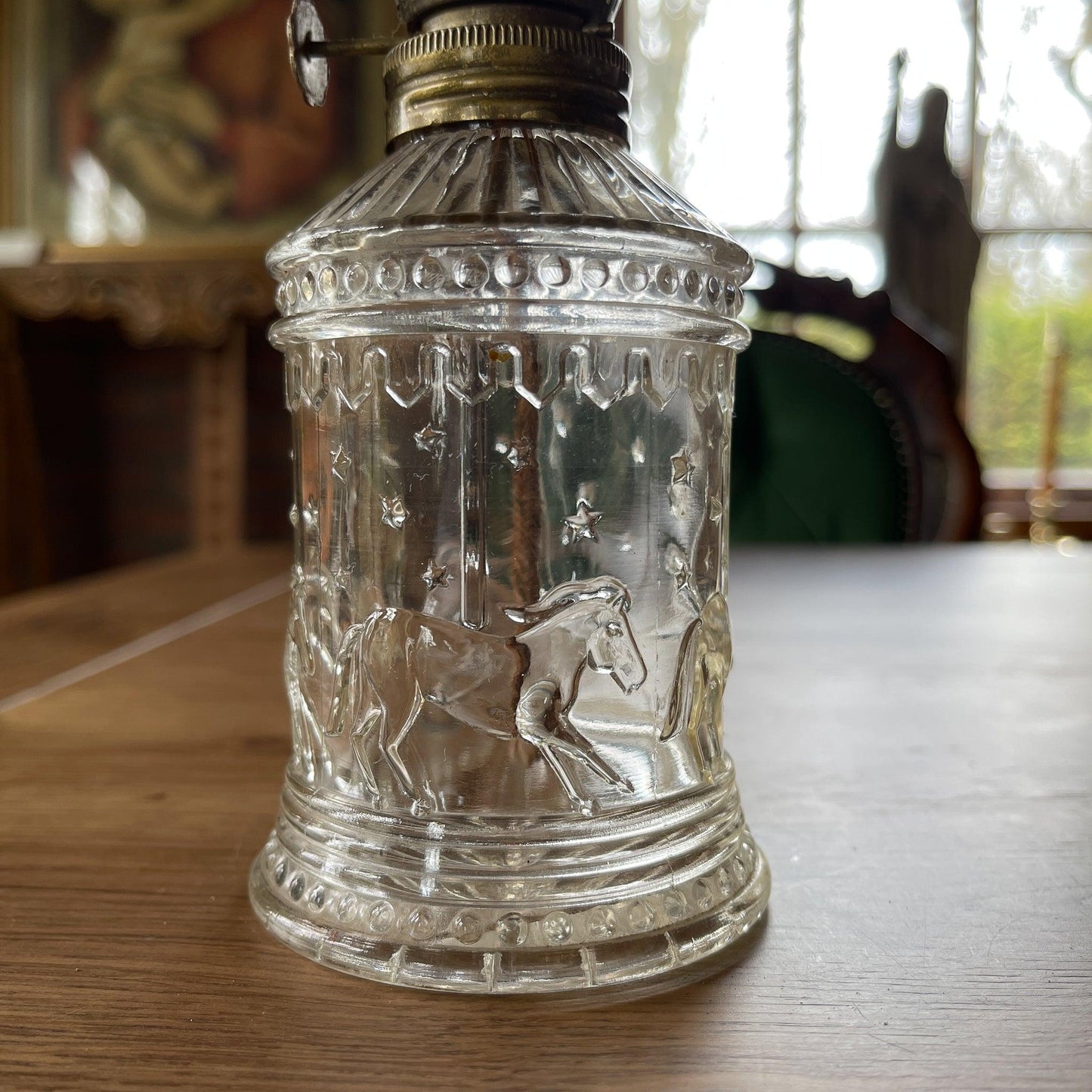 Antieke olielamp Carousel - Bamestra Curiosa