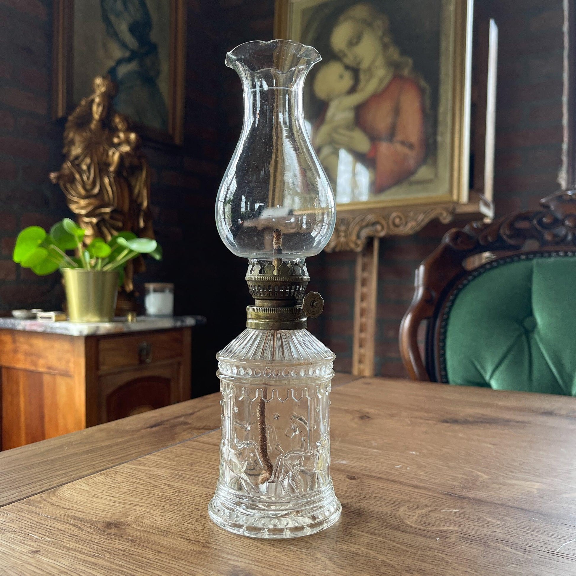 Antieke olielamp Carousel - Bamestra Curiosa