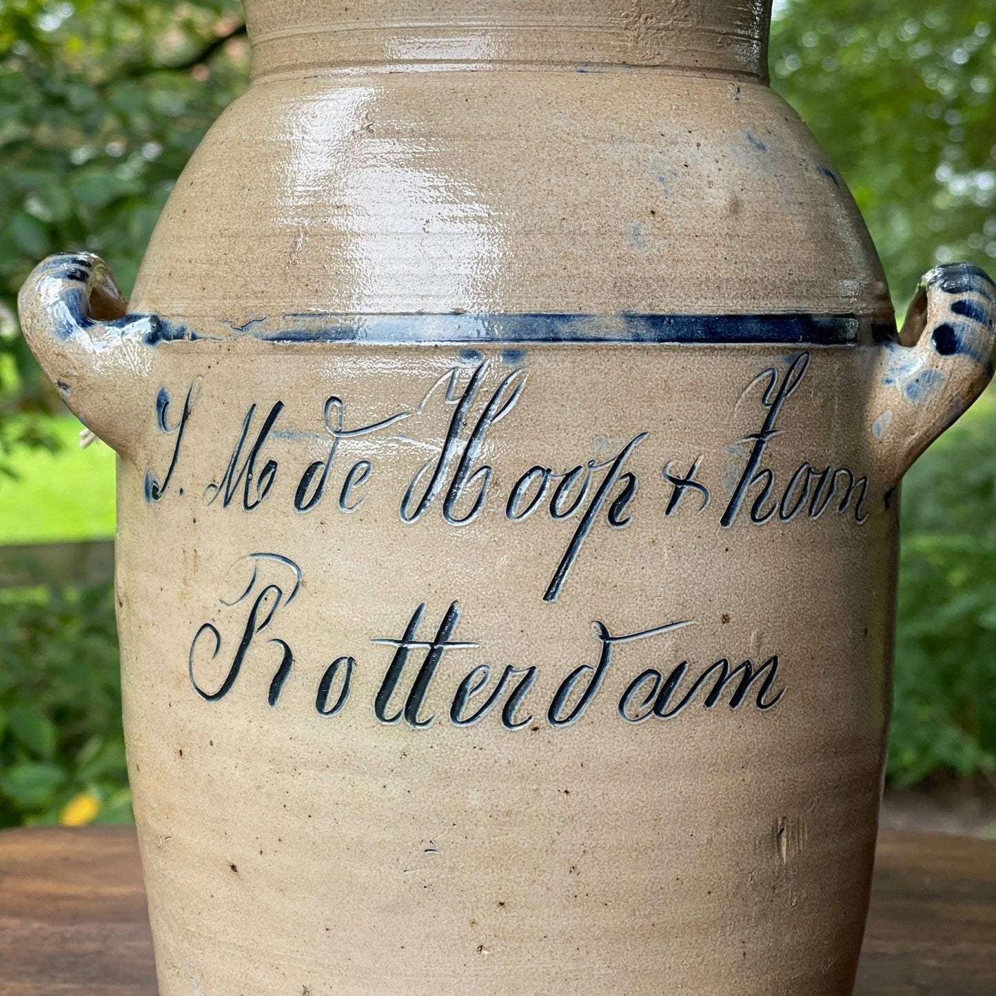 Antieke voorraadpot met J.M. De Hoop & Zoon Rotterdam - Bamestra Curiosa