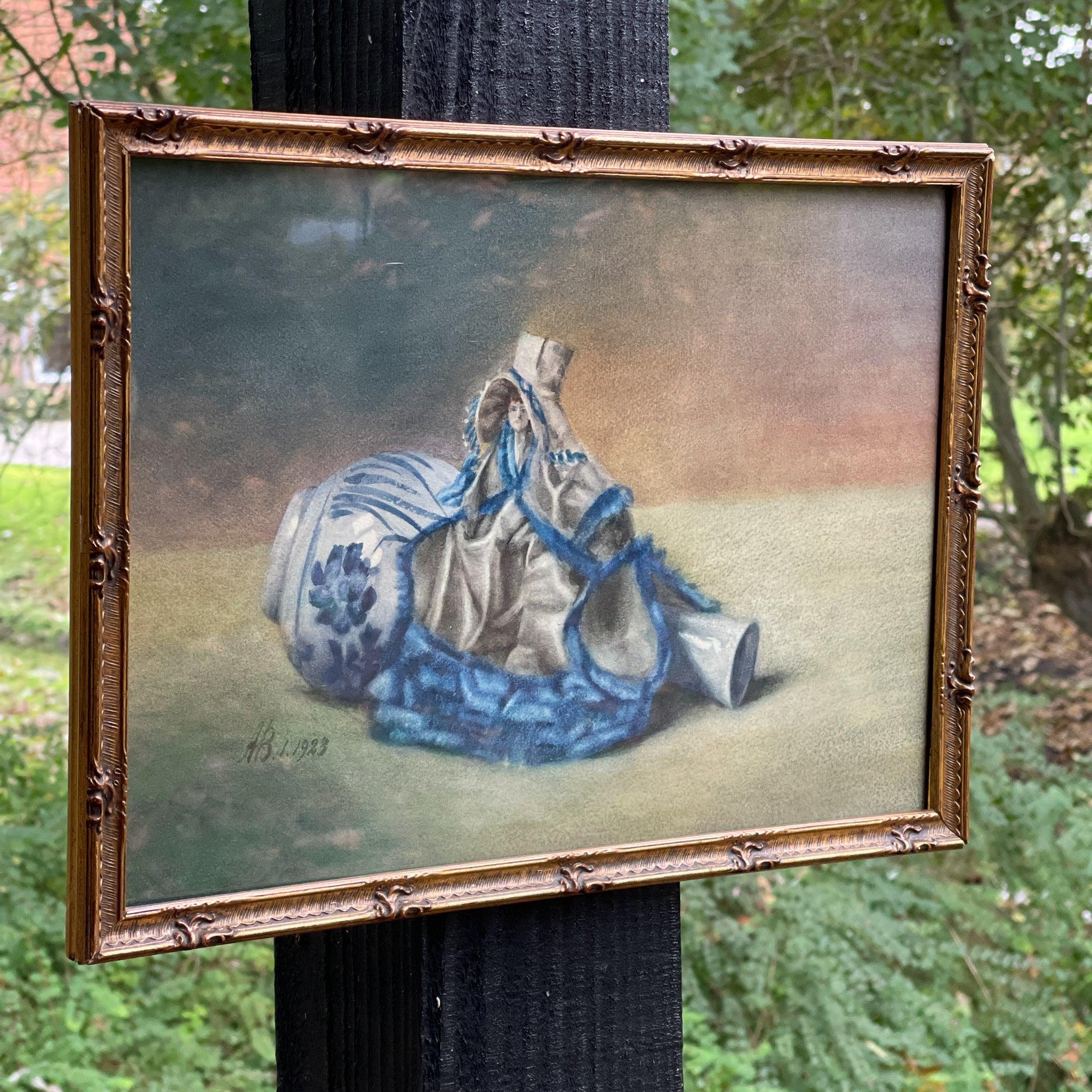 Aquarel stilleven met beeld en vaas (1923) - The Collectionist