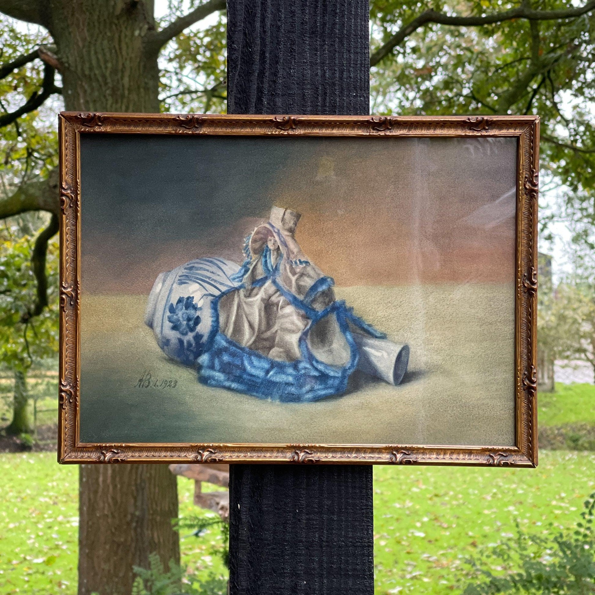 Aquarel stilleven met beeld en vaas (1923) - Bamestra Curiosa