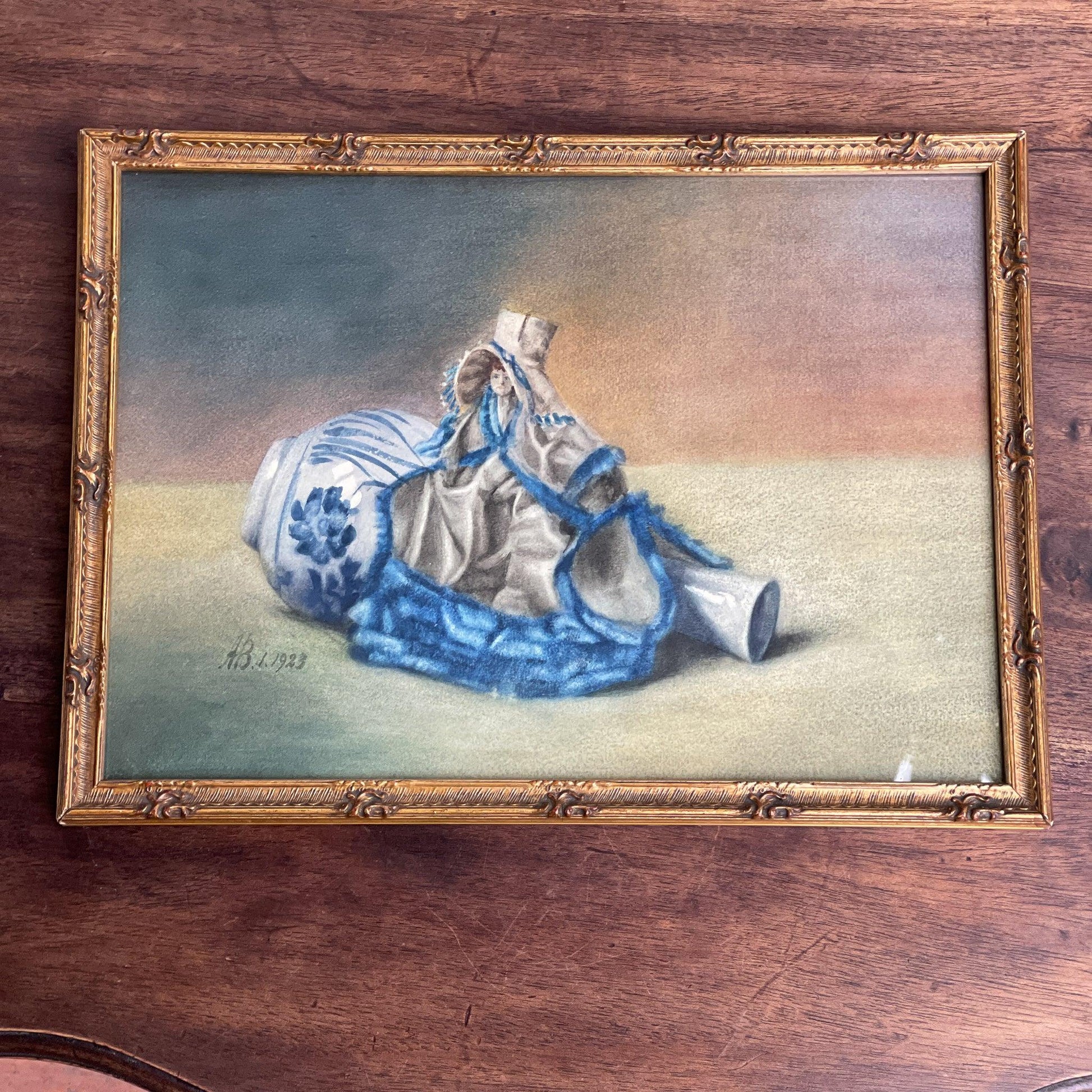 Aquarel stilleven met beeld en vaas (1923) - Bamestra Curiosa