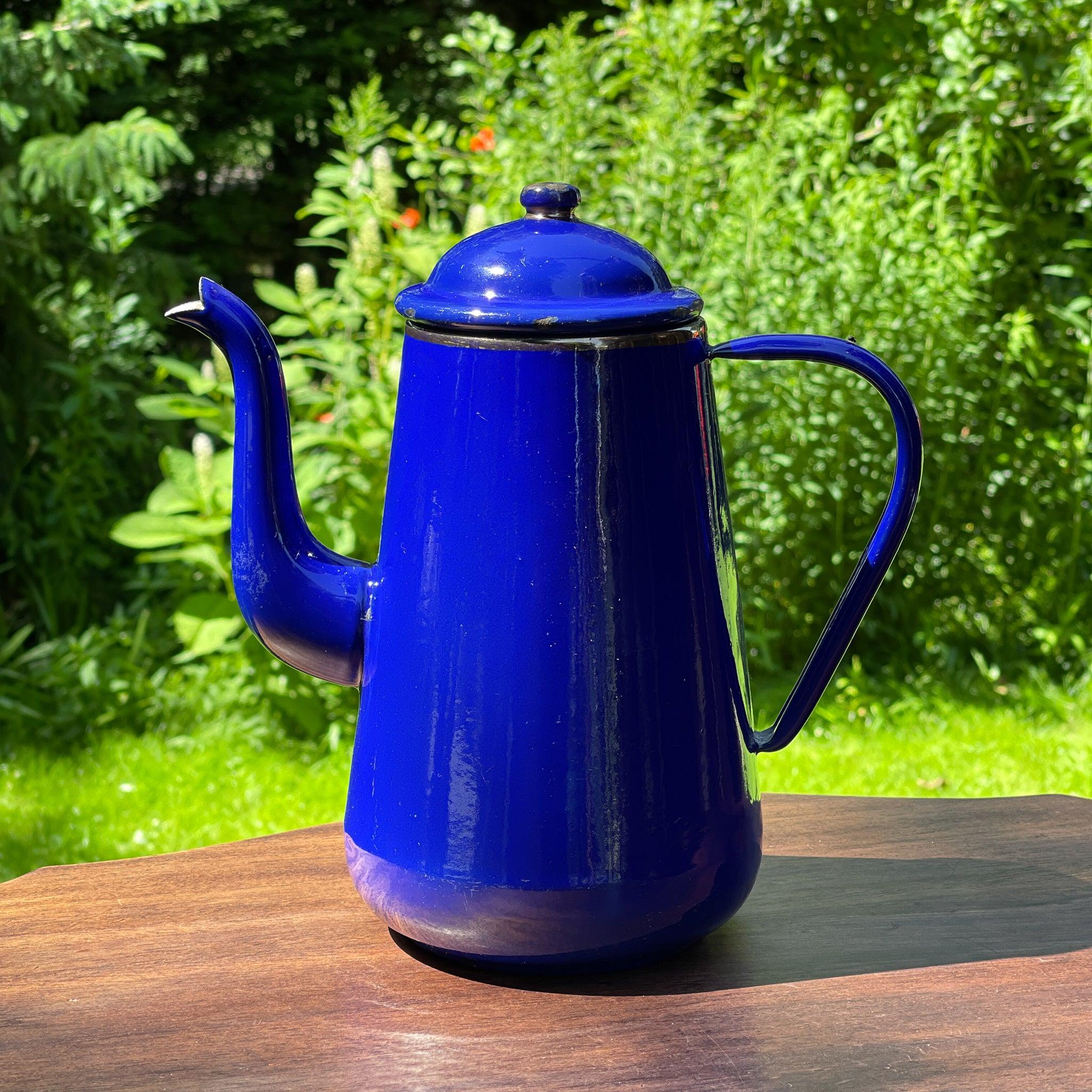 Blauwe emaille theepot / koffiepot - The Collectionist