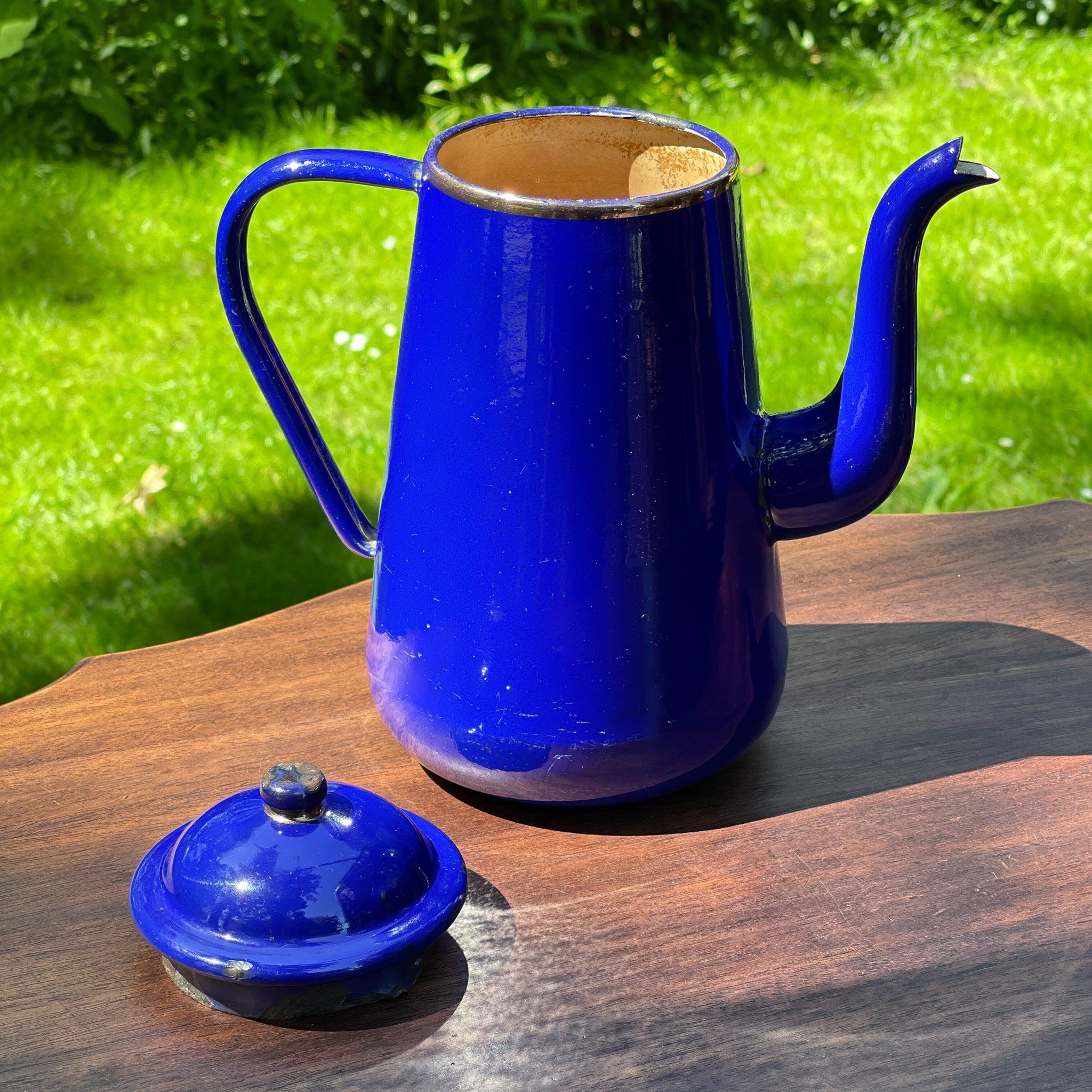 Blauwe emaille theepot / koffiepot - The Collectionist