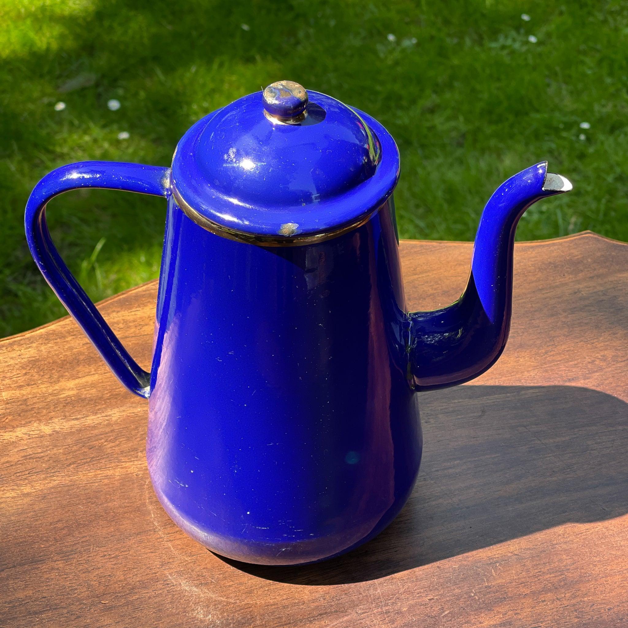 Blauwe emaille theepot / koffiepot - Bamestra Curiosa