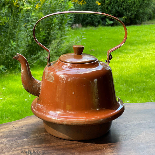 Bruine emaille theepot / koffiepot - The Collectionist