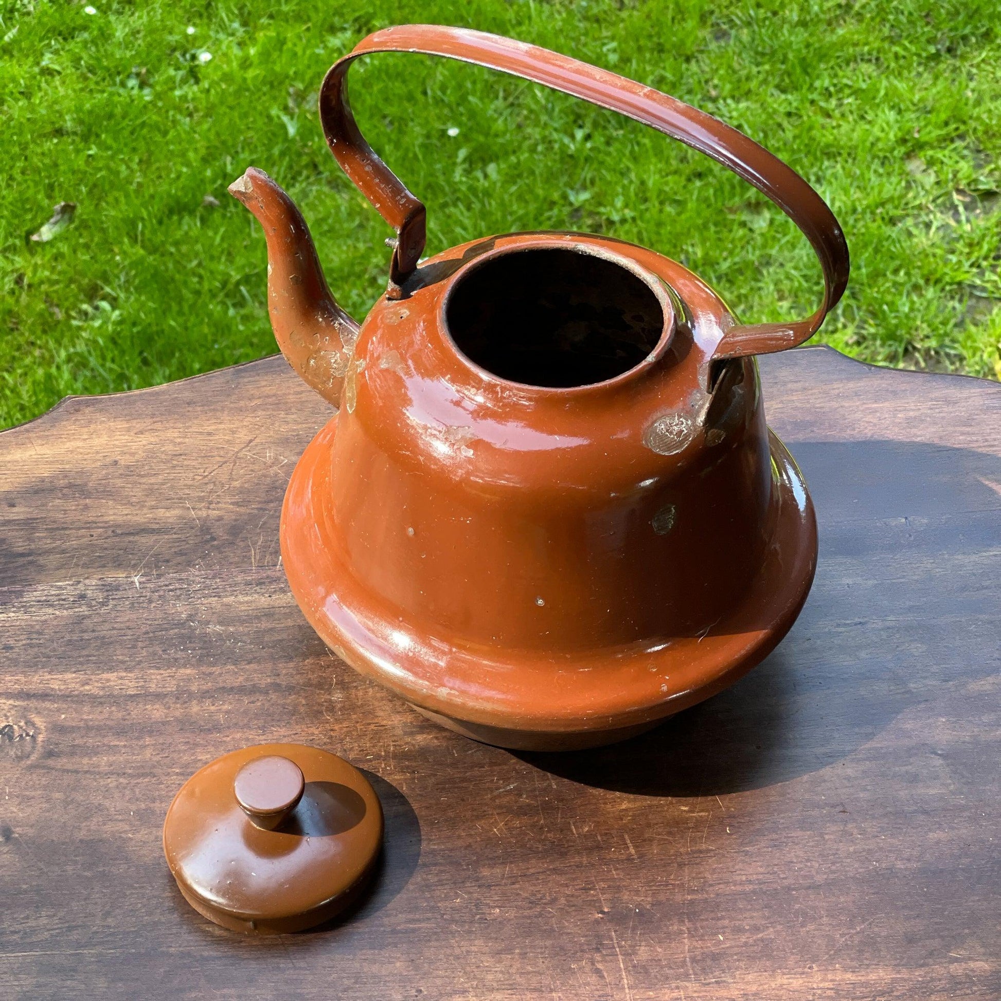 Bruine emaille theepot / koffiepot - The Collectionist