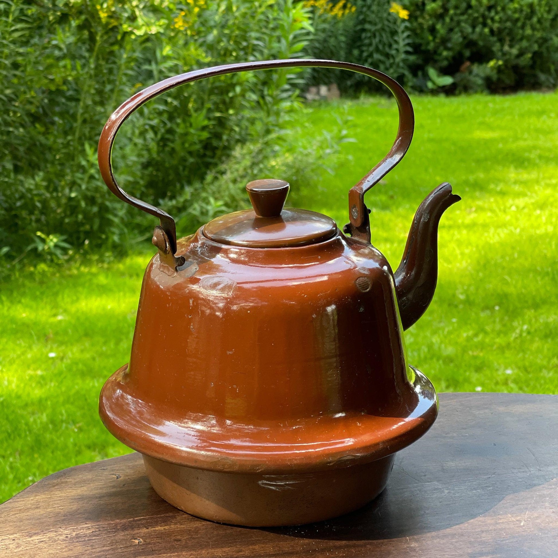 Bruine emaille theepot / koffiepot - The Collectionist