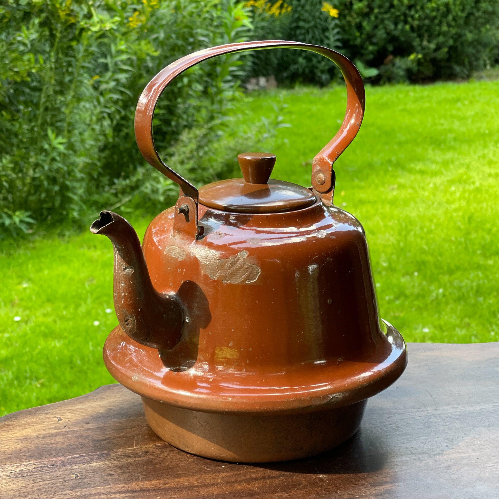 Bruine emaille theepot / koffiepot - The Collectionist