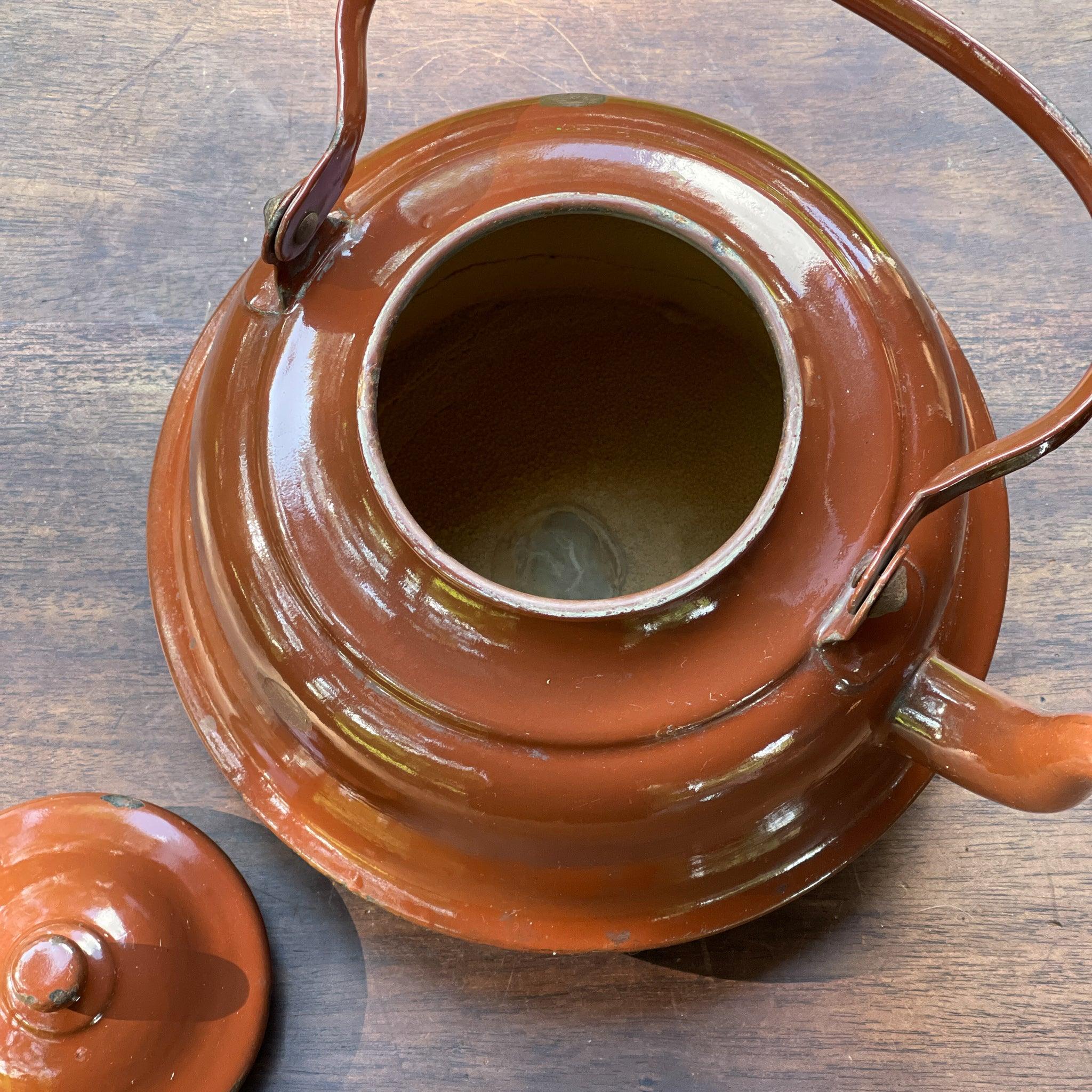 Bruine emaille theepot / koffiepot - The Collectionist