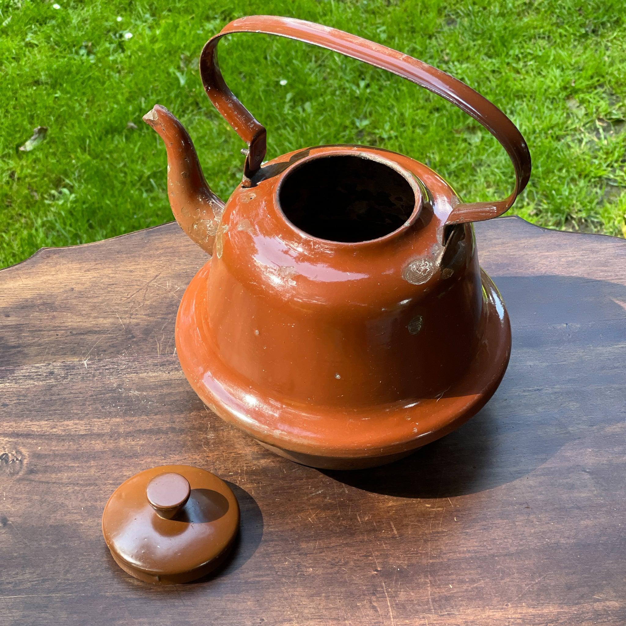 Bruine emaille theepot / koffiepot - The Collectionist