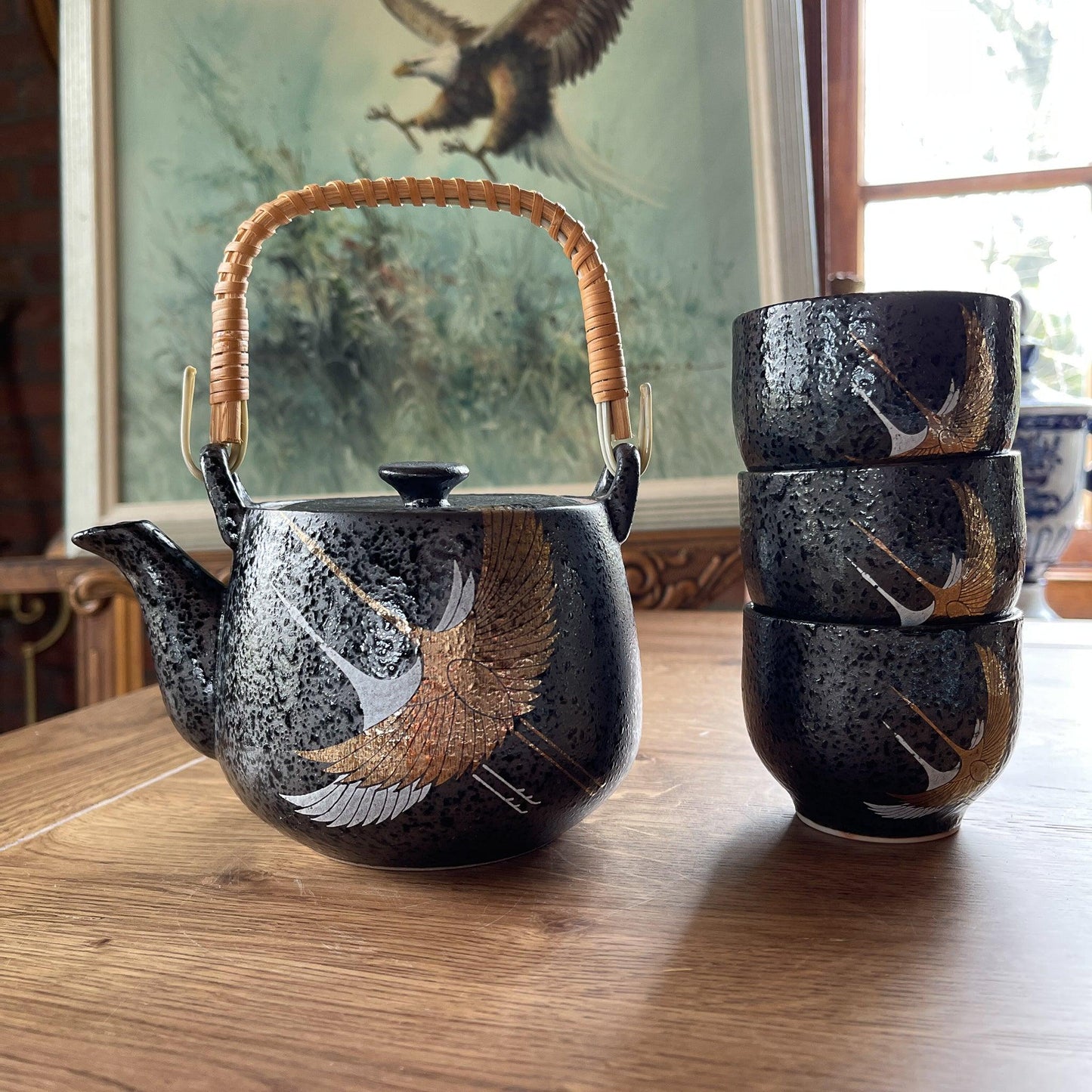 Chinese theepot met 3 kopjes - Bamestra Curiosa