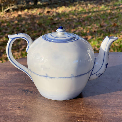 Delfts blauwe theepot met Hollands landschap - Bamestra Curiosa