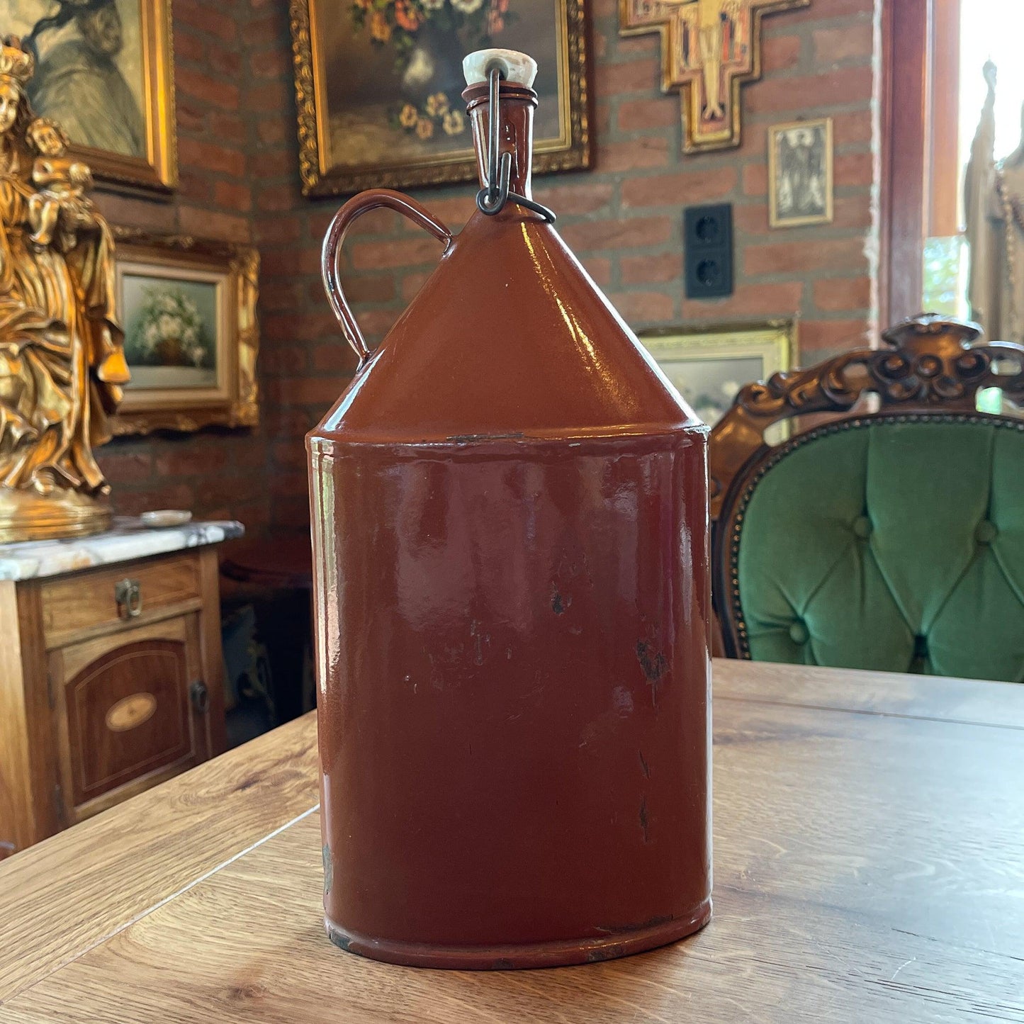 Donkerbruine emaille veldfles - Bamestra Curiosa