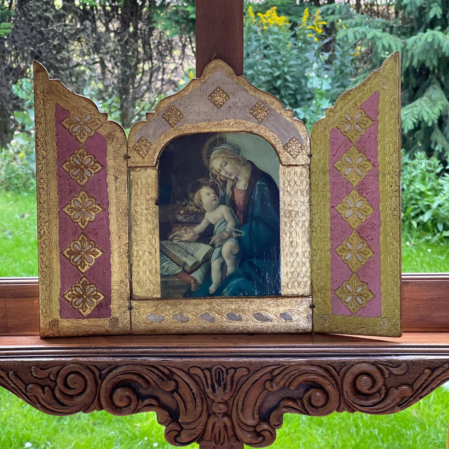 Drieluik Icoon Madonna van het Boek - Sandro Botticelli - Bamestra Curiosa