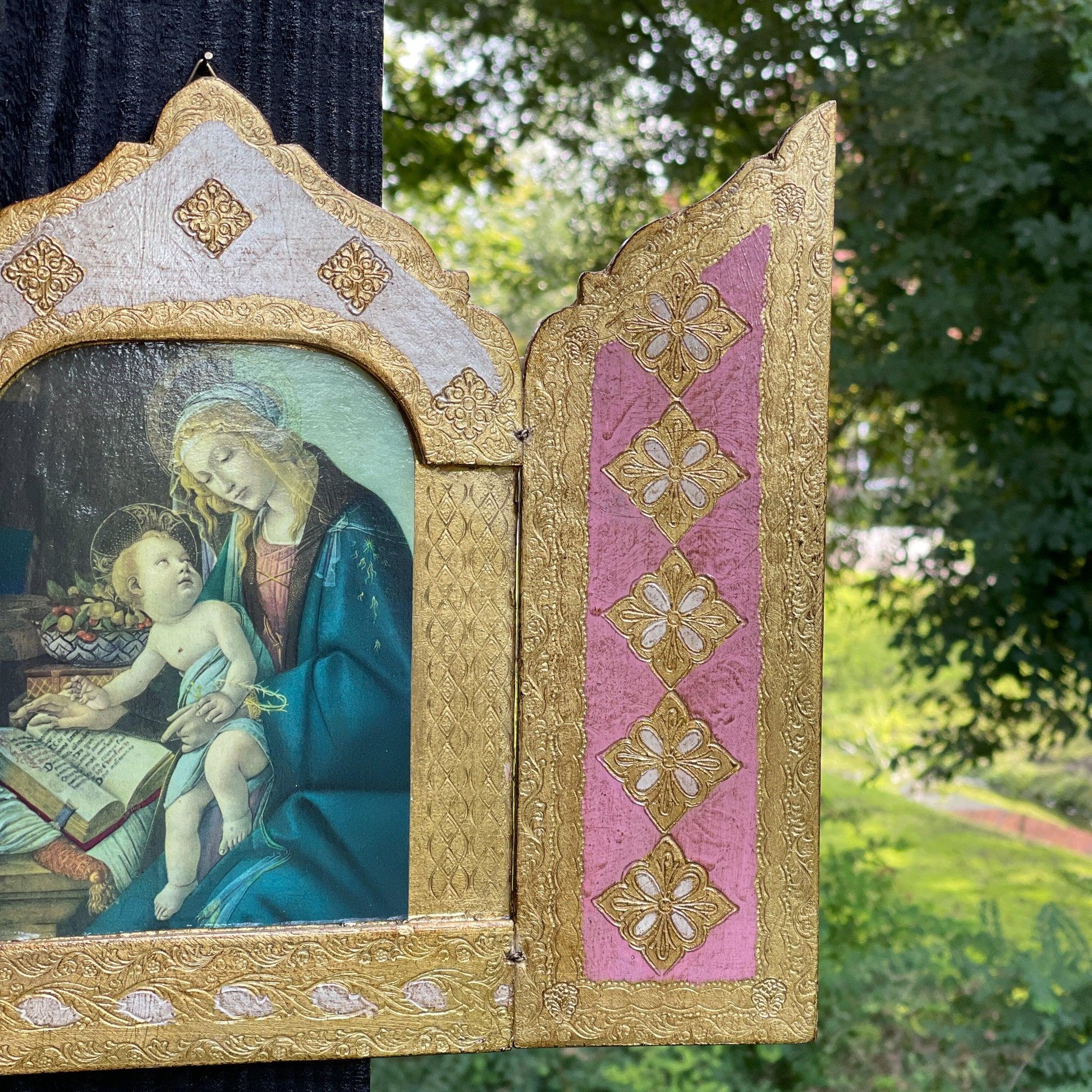 Drieluik Icoon Madonna van het Boek - Sandro Botticelli - Bamestra Curiosa