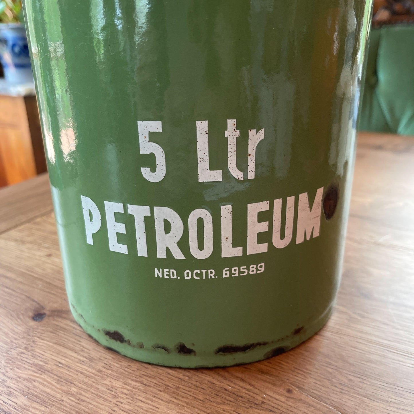 Emaille 5 liter petroleumkan resadagroen - Bamestra Curiosa