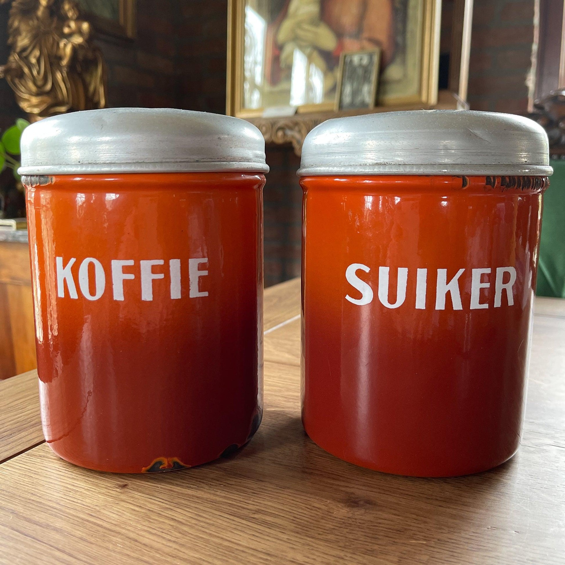 Emaille koffie en suikerbus - Bamestra Curiosa