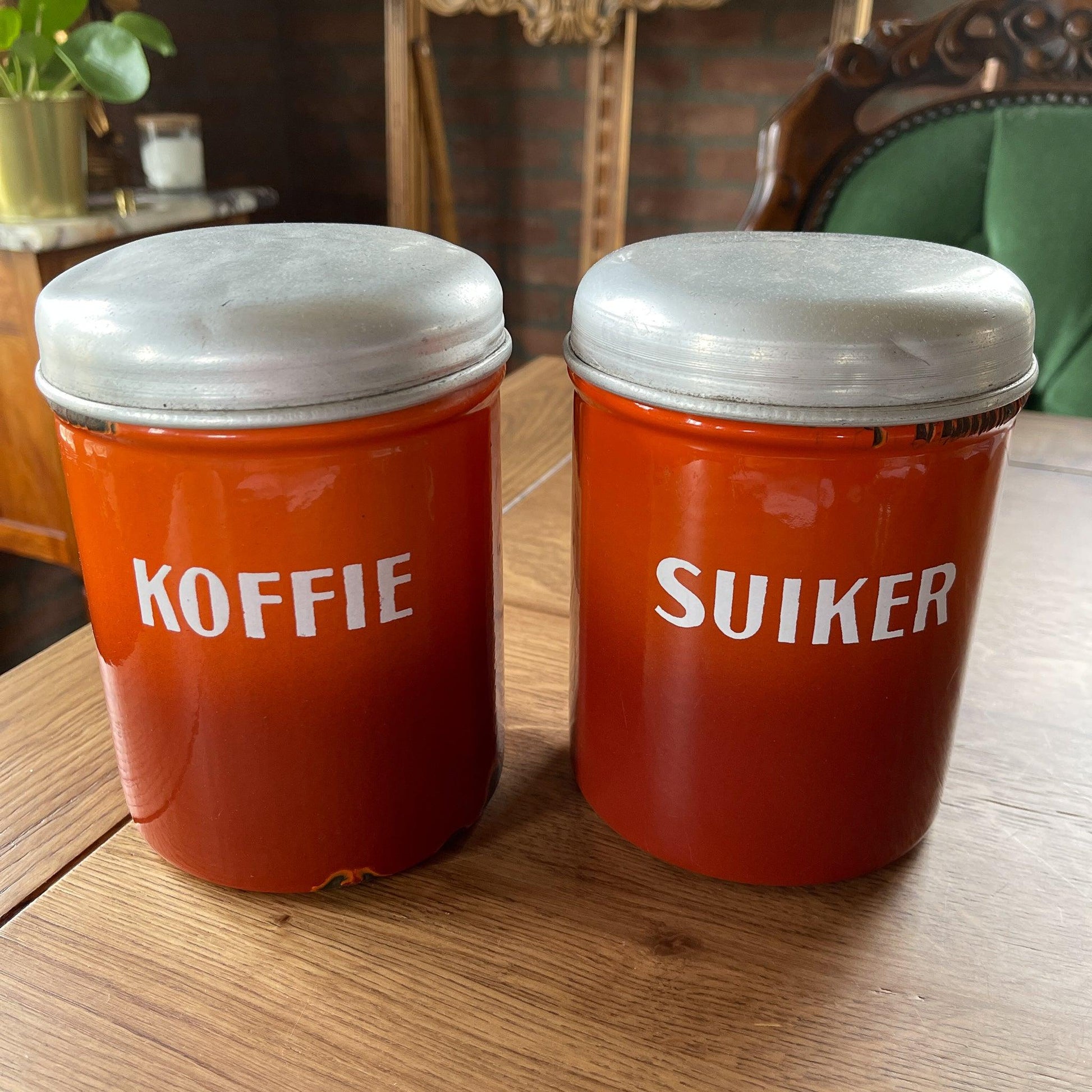 Emaille koffie en suikerbus - Bamestra Curiosa