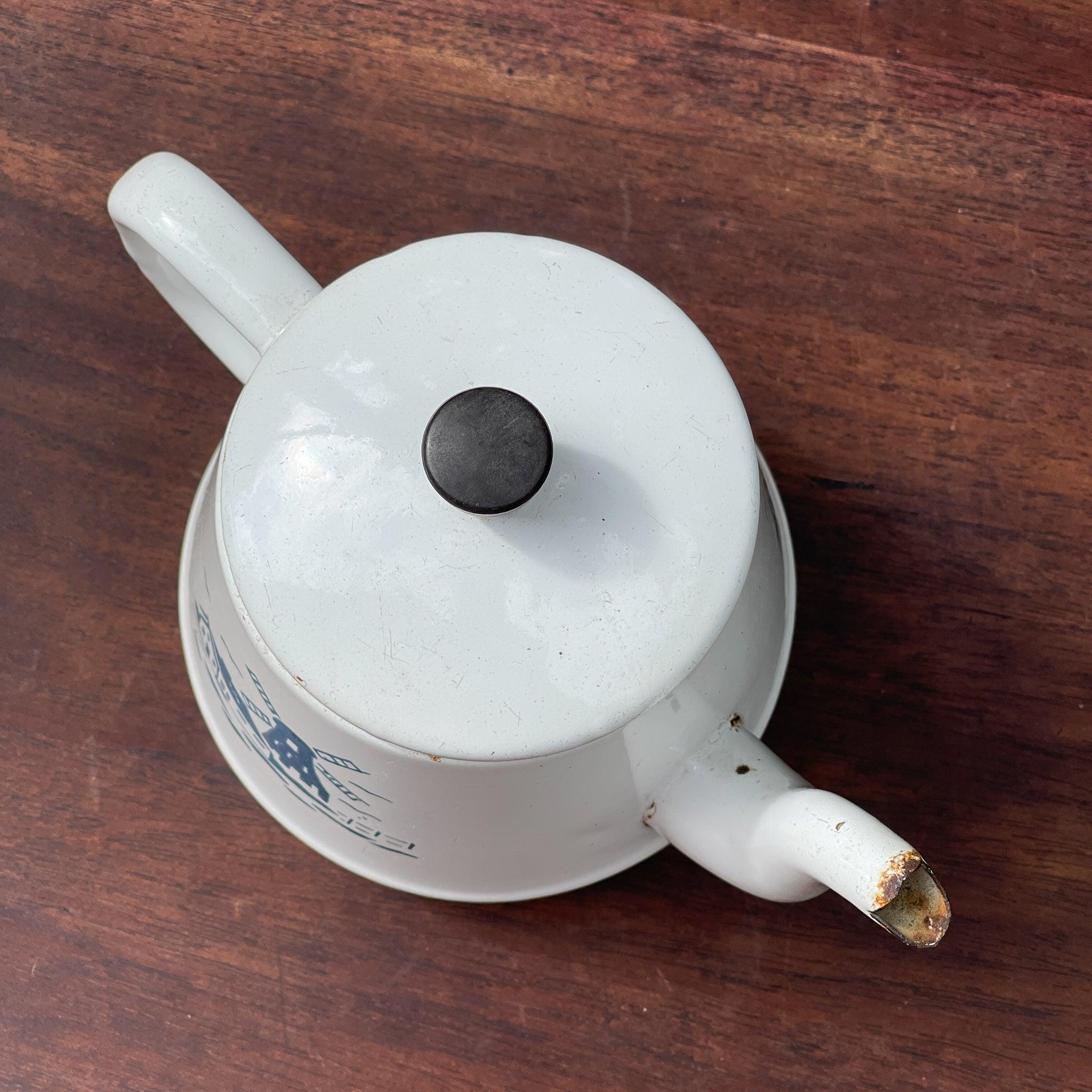 Emaille koffiepot / theepot met molen - The Collectionist