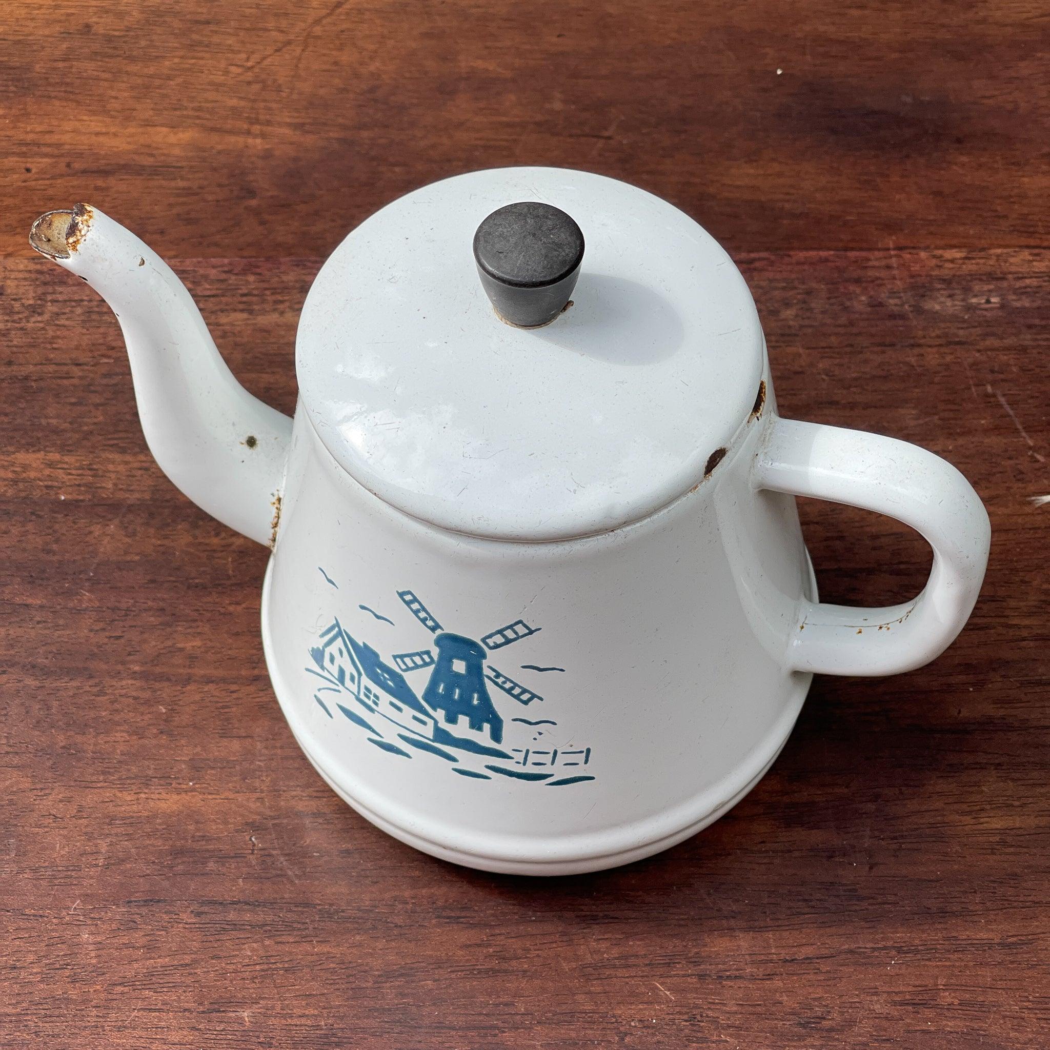 Emaille koffiepot / theepot met molen - The Collectionist