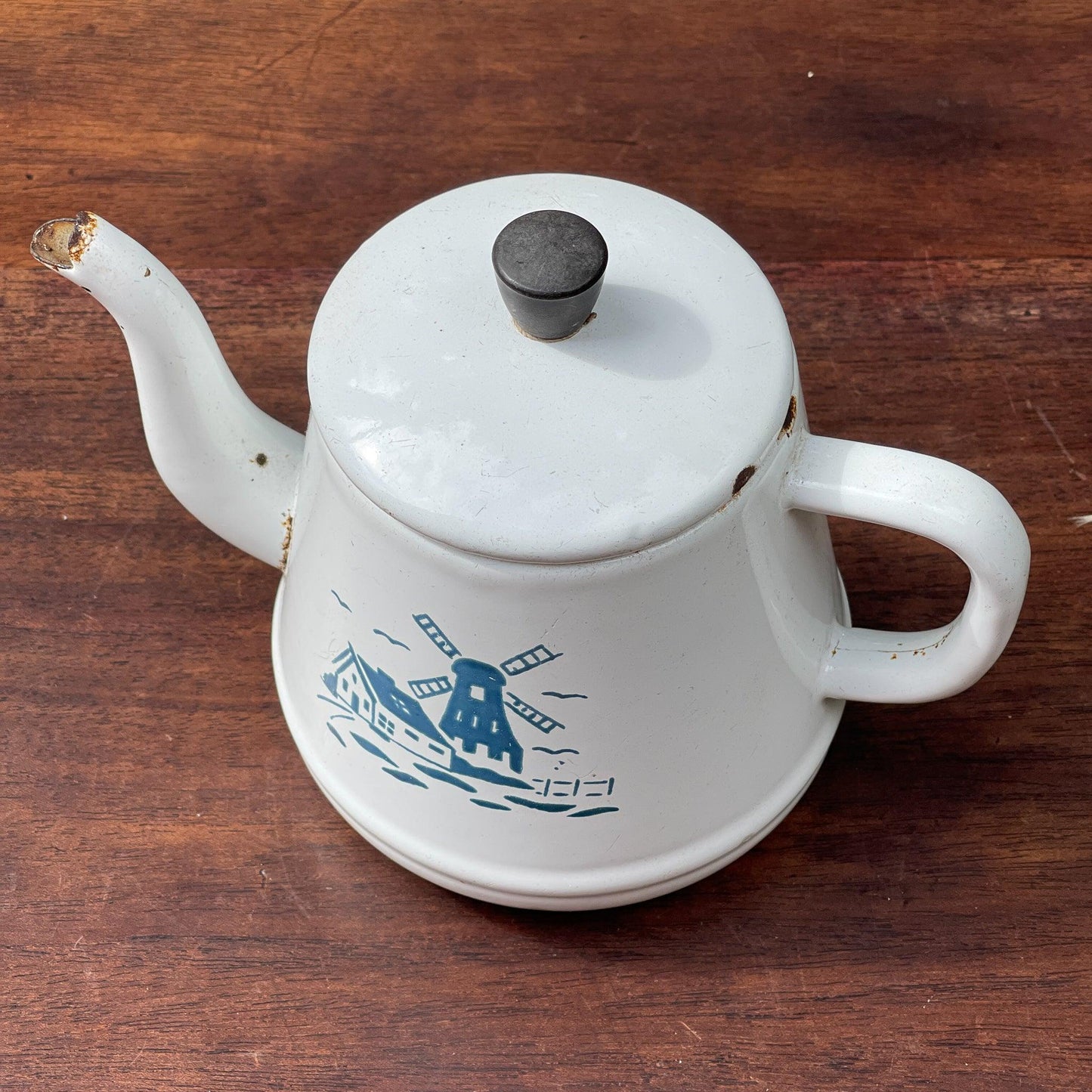 Emaille koffiepot / theepot met molen - Bamestra Curiosa