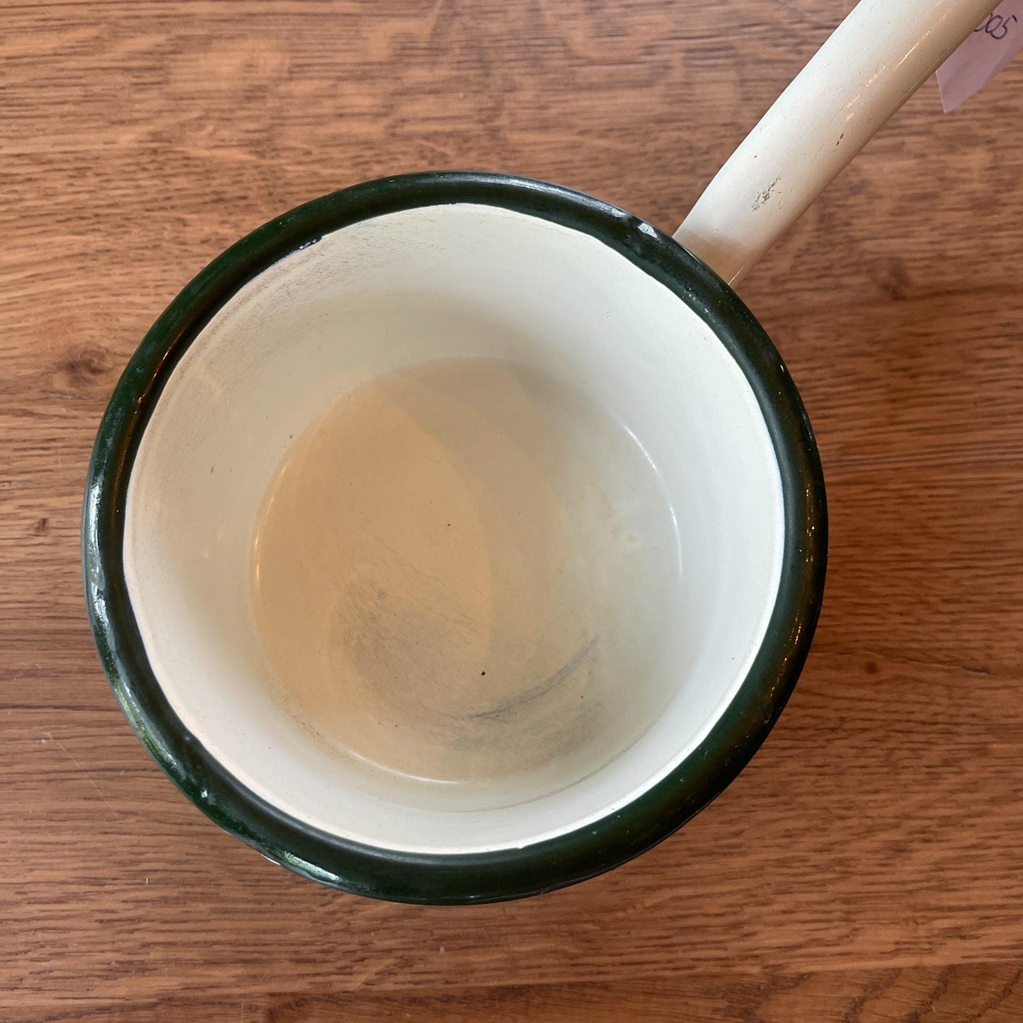 Emaille steelpannetje wit met groen - Bamestra Curiosa