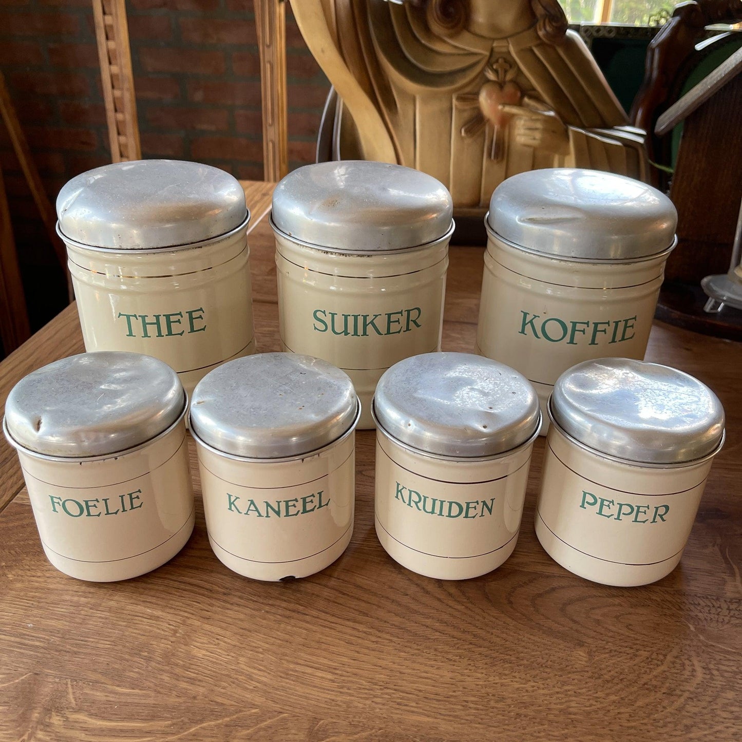 Emaille voorraadbussen 7 stuks - Bamestra Curiosa