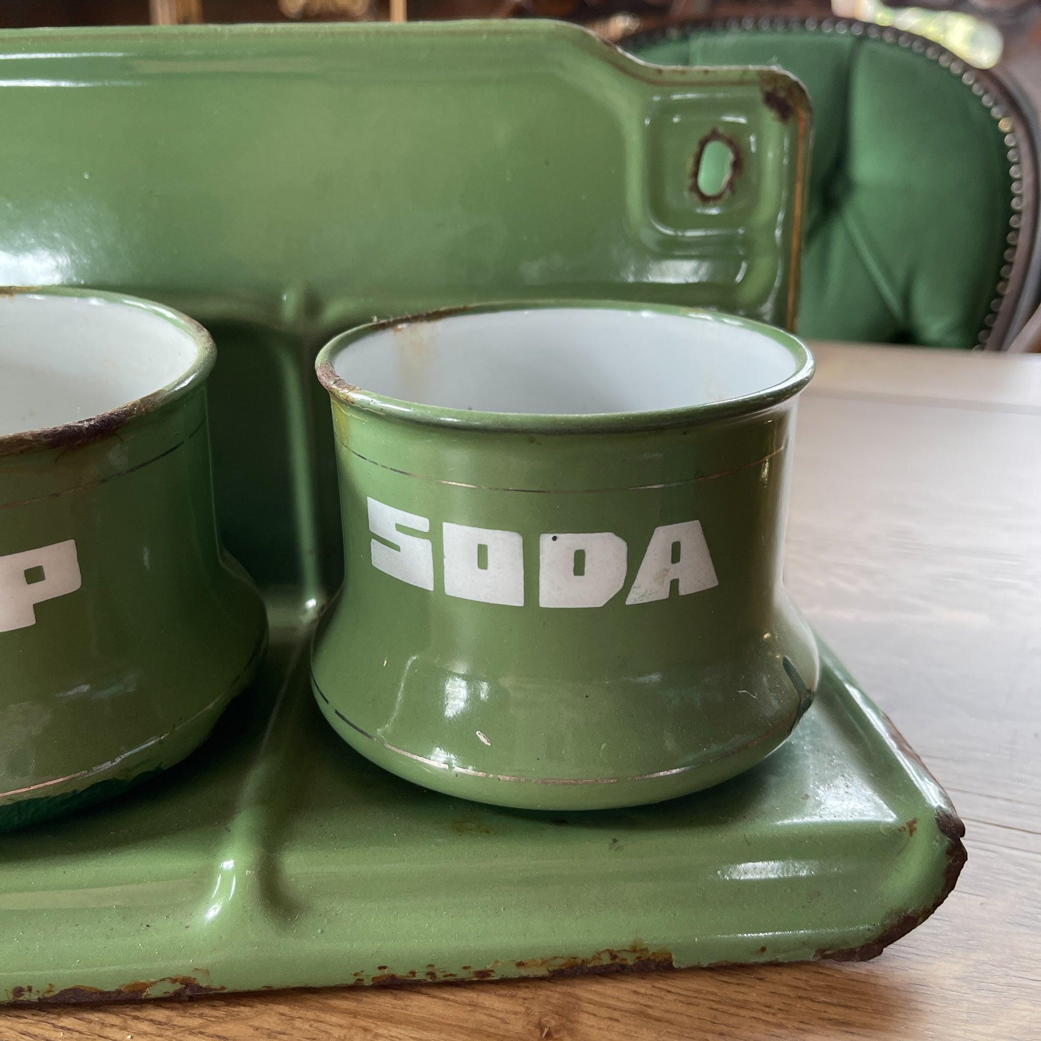 Emaille zand zeep en soda rek - The Collectionist