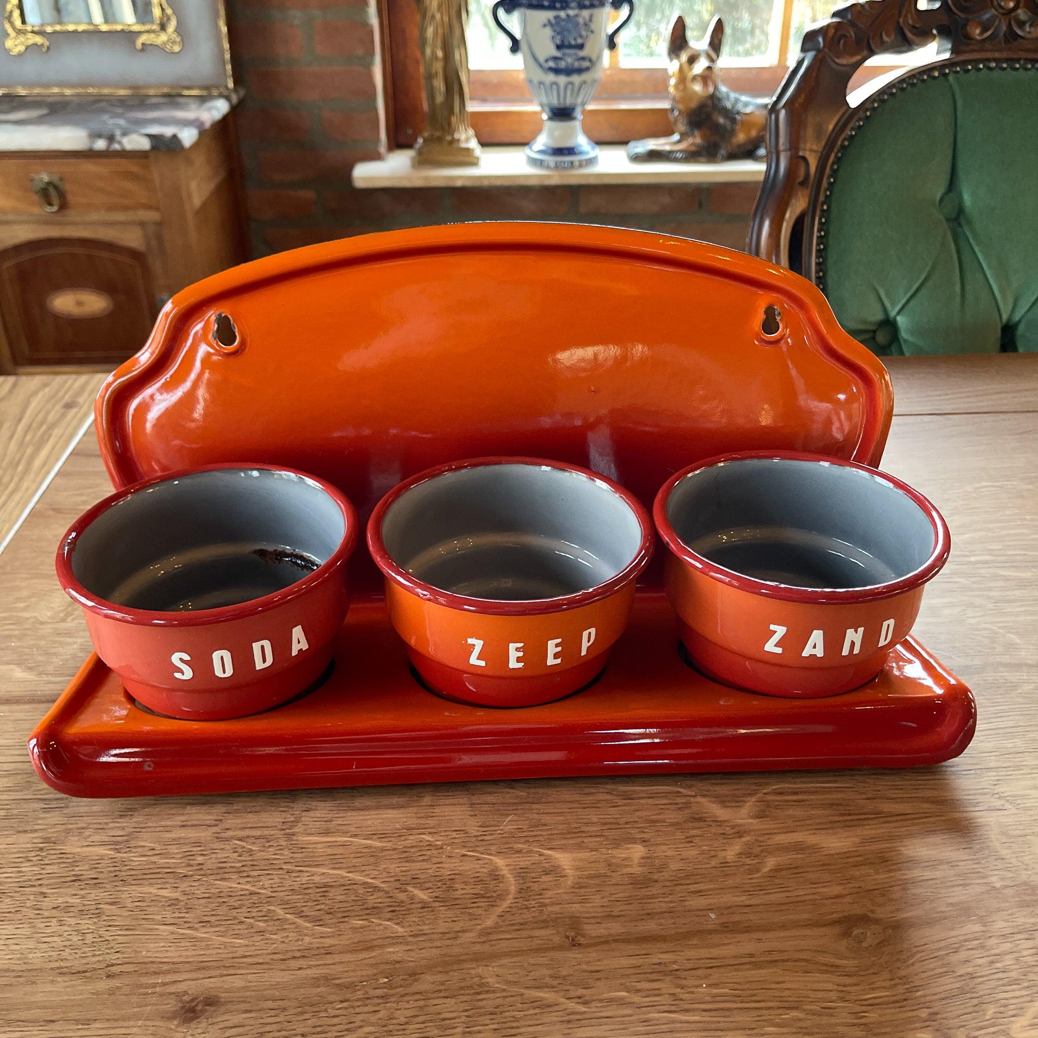 Emaille zand zeep en soda rek - The Collectionist