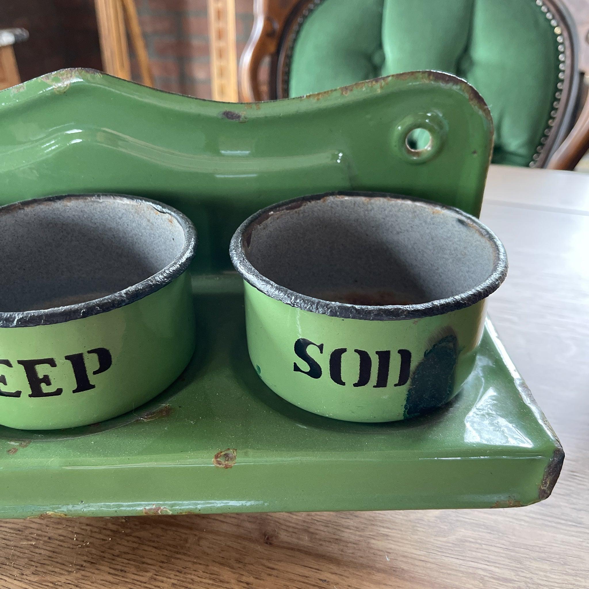 Emaille zand zeep en soda rek - The Collectionist