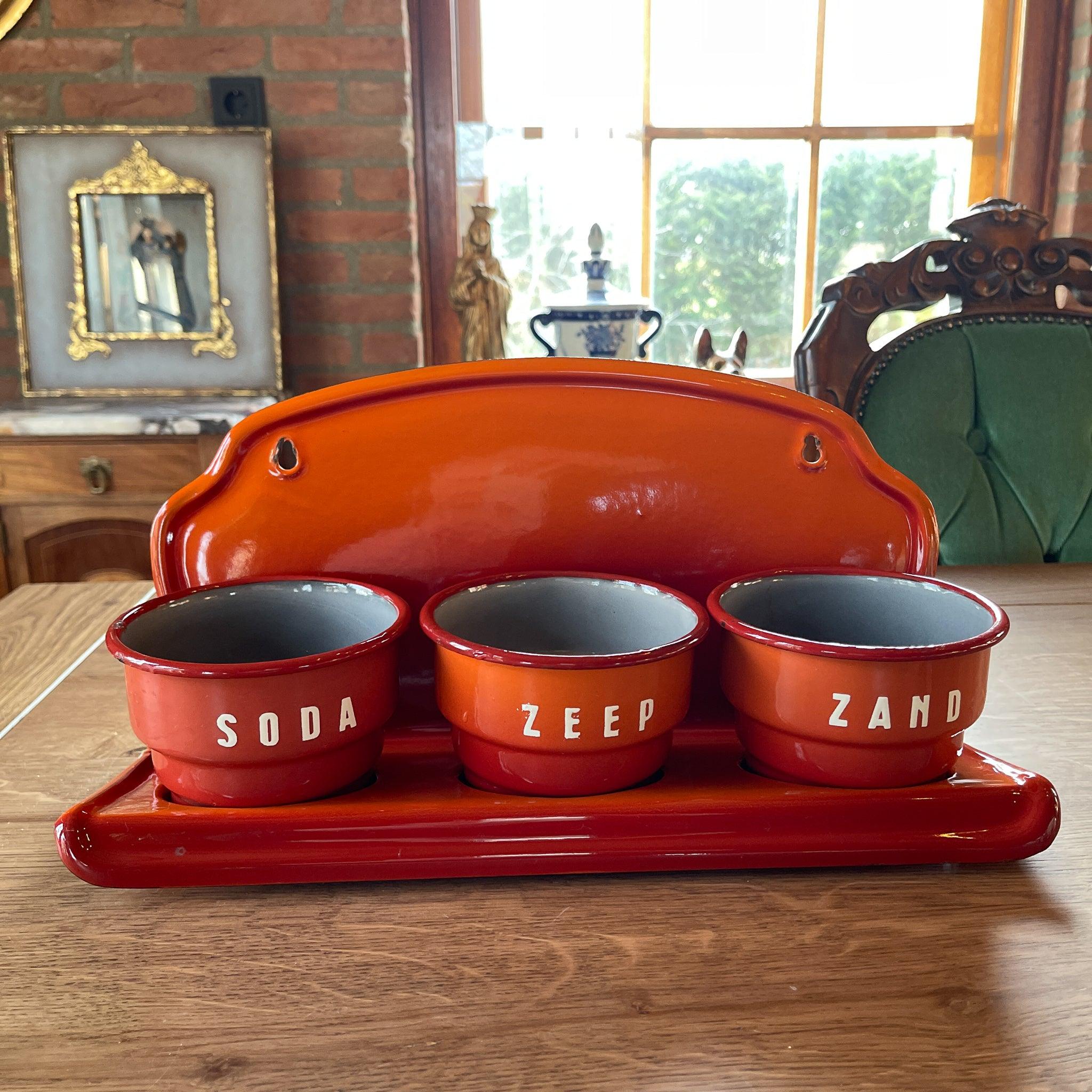 Emaille zand zeep en soda rek - The Collectionist