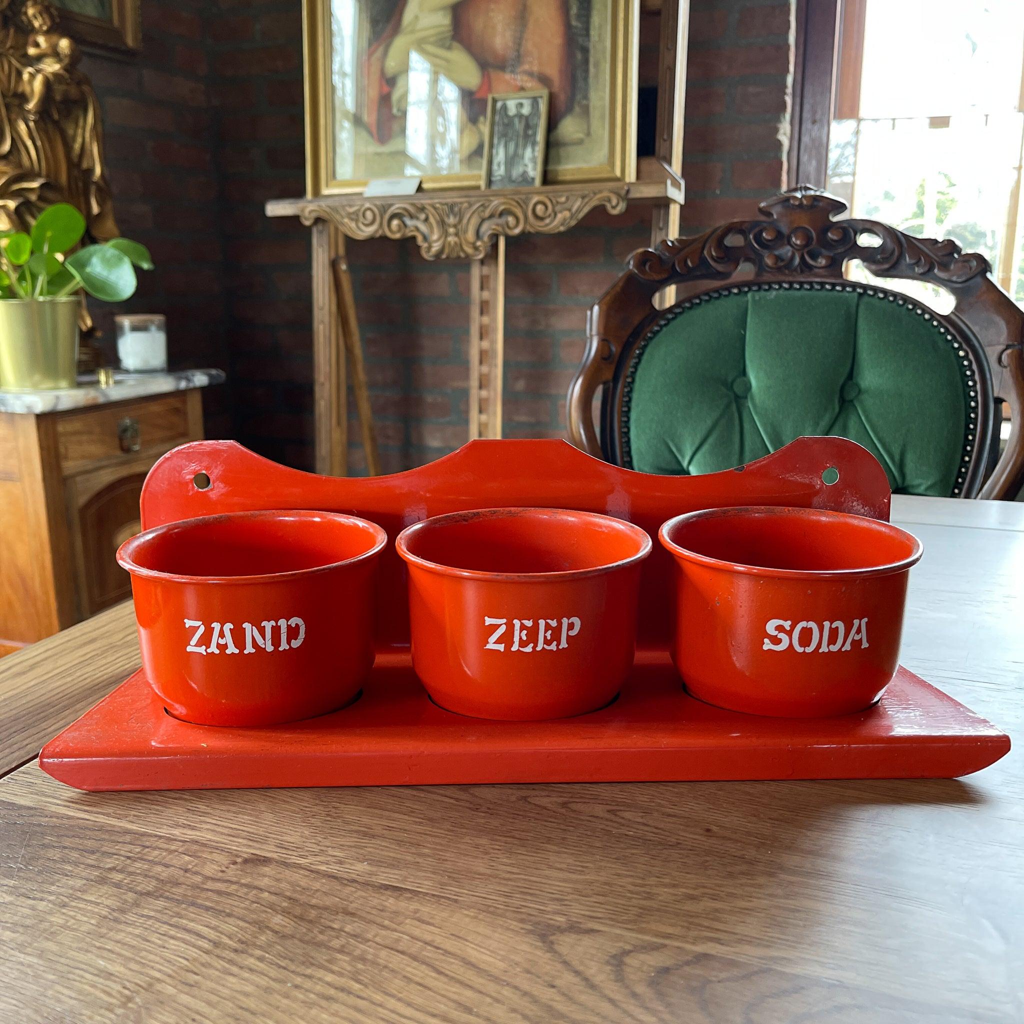 Emaille zand zeep en soda rek - The Collectionist